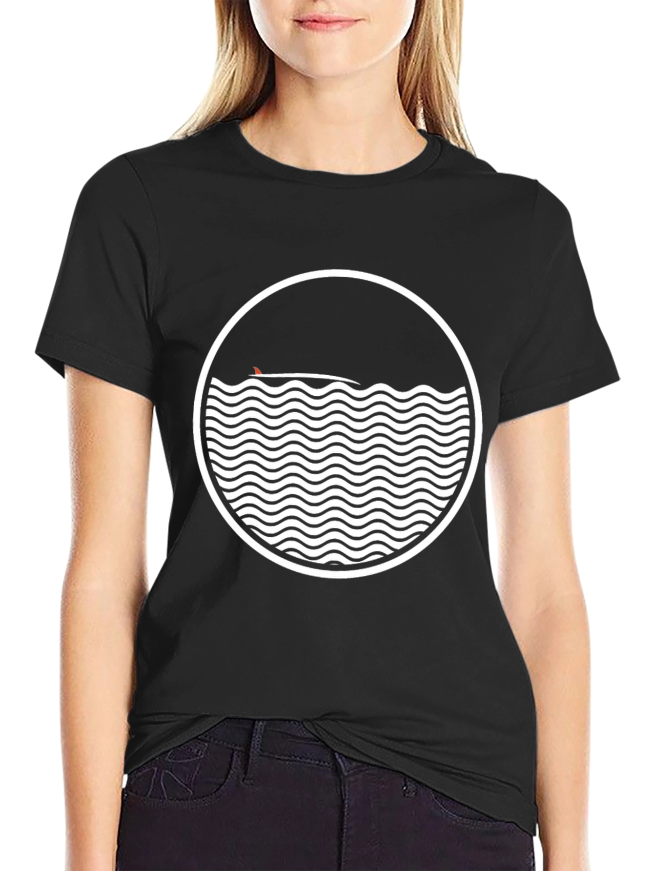 Surfing Wave Graphic Tee - Black
