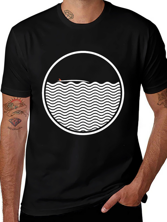Surfing Wave Graphic Tee - Black