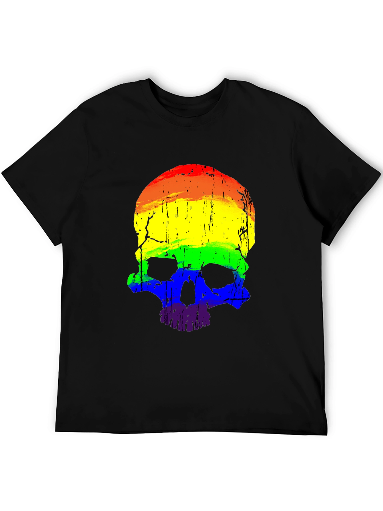 Rainbow Skull Graphic Tee - Mens Black T-Shirt