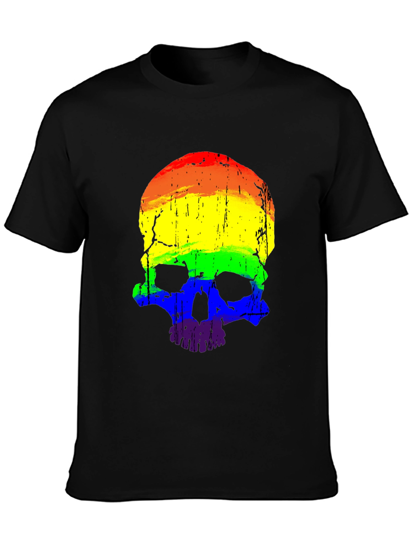 Rainbow Skull Graphic Tee - Mens Black T-Shirt