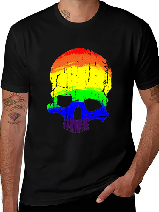 Rainbow Skull Graphic Tee - Mens Black T-Shirt