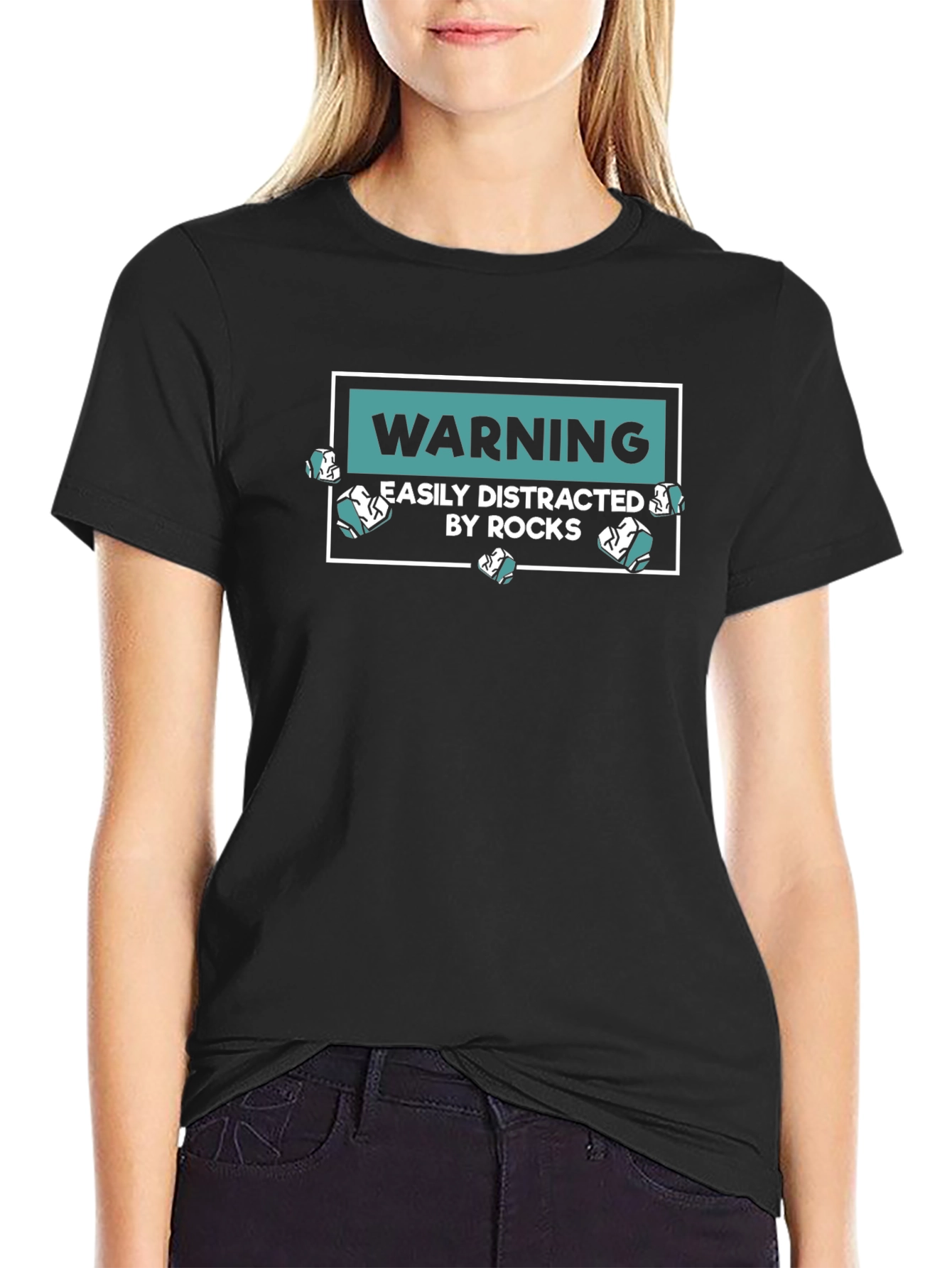 Warning Easily Distracted By Rocks Graphic T-Shirt