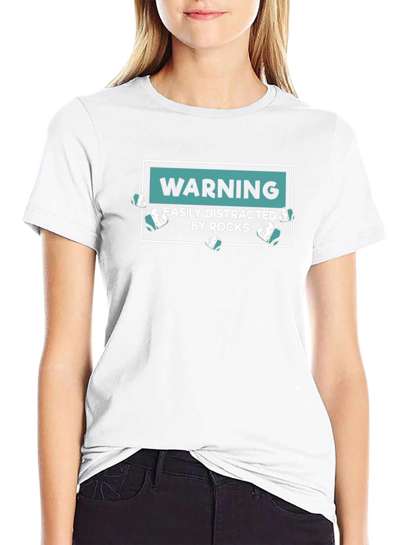 Warning Easily Distracted By Rocks Graphic T-Shirt