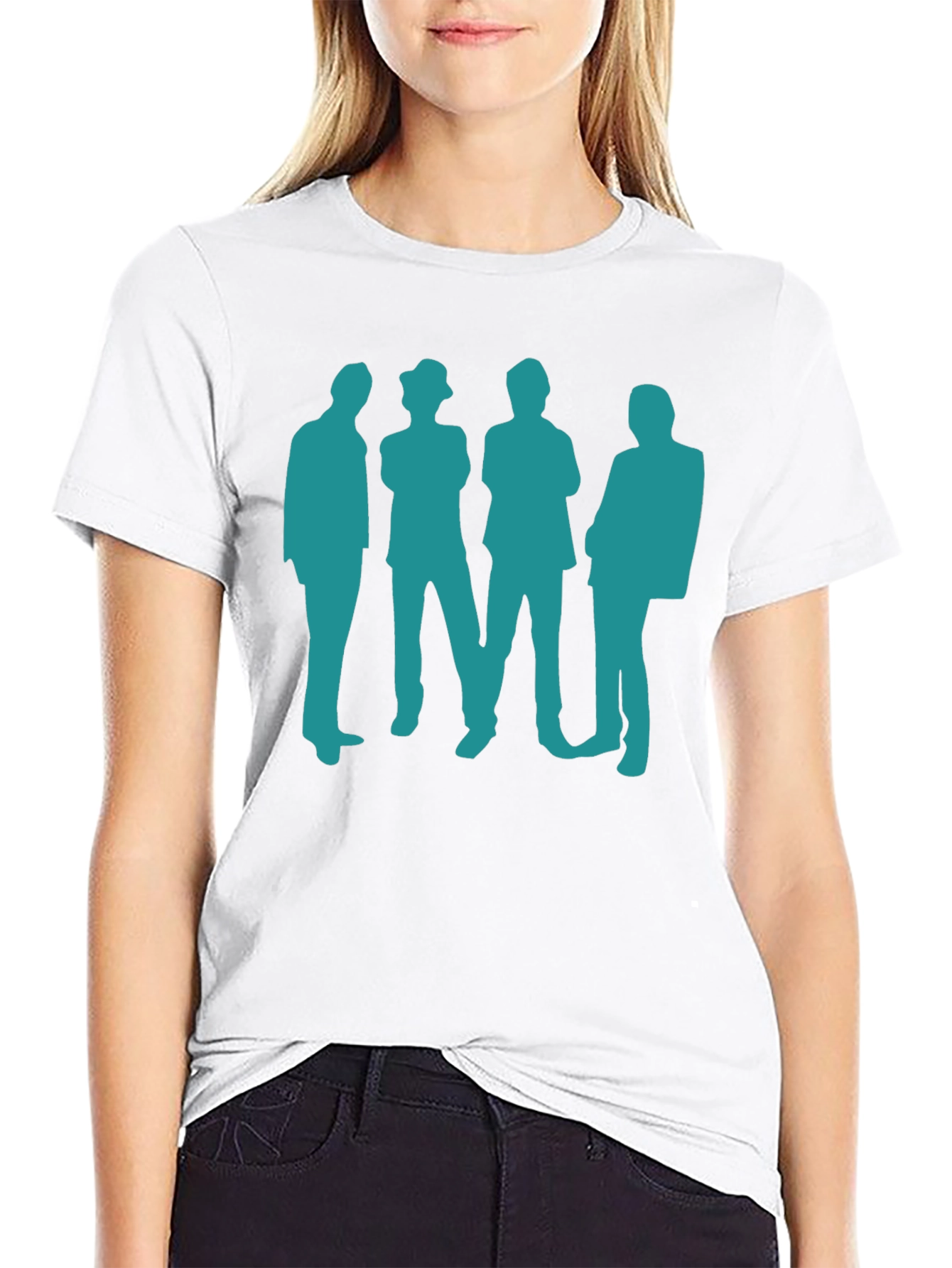 Retro Band Silhouette Black Cotton T-Shirt