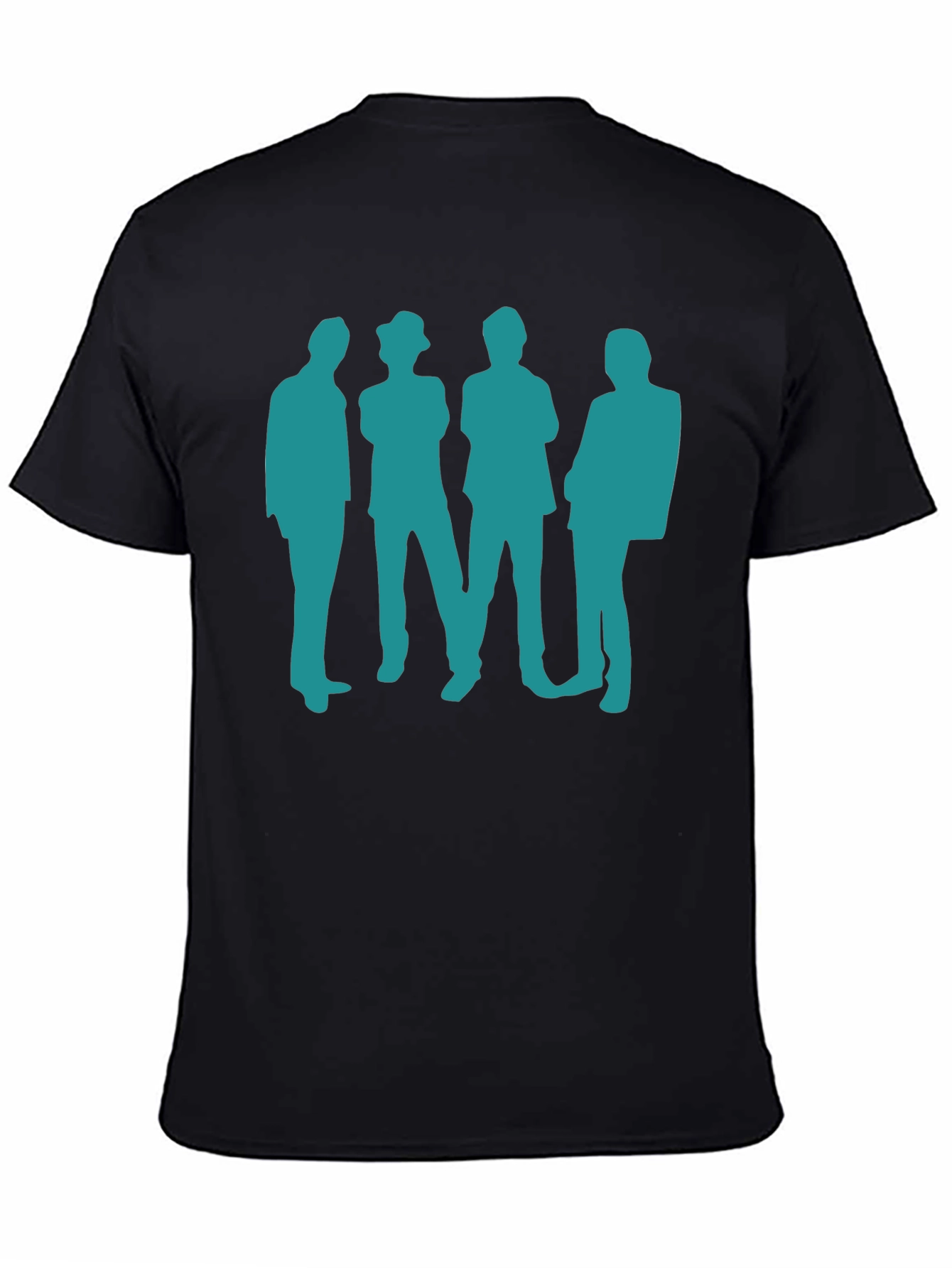 Retro Band Silhouette Black Cotton T-Shirt