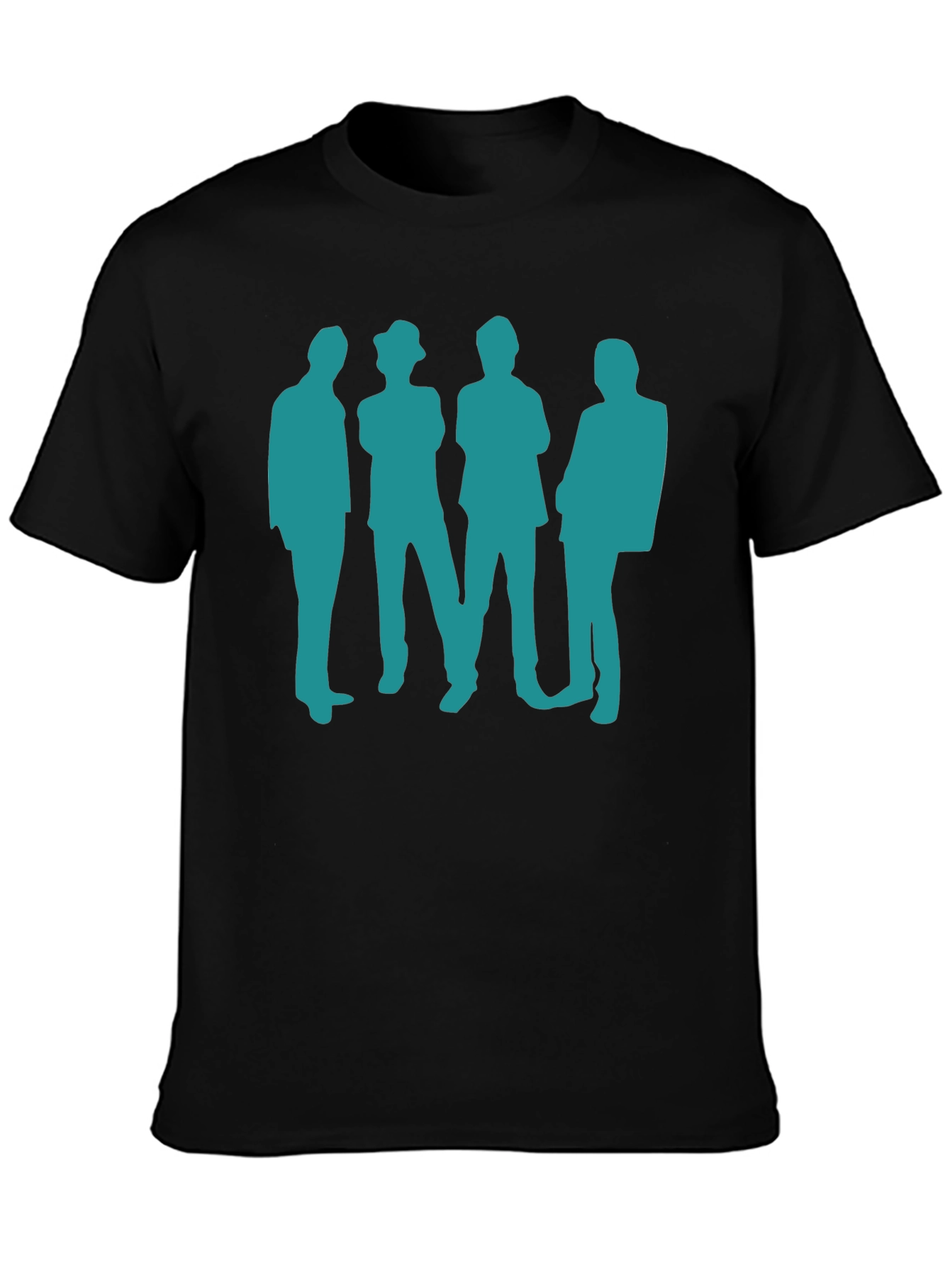 Retro Band Silhouette Black Cotton T-Shirt