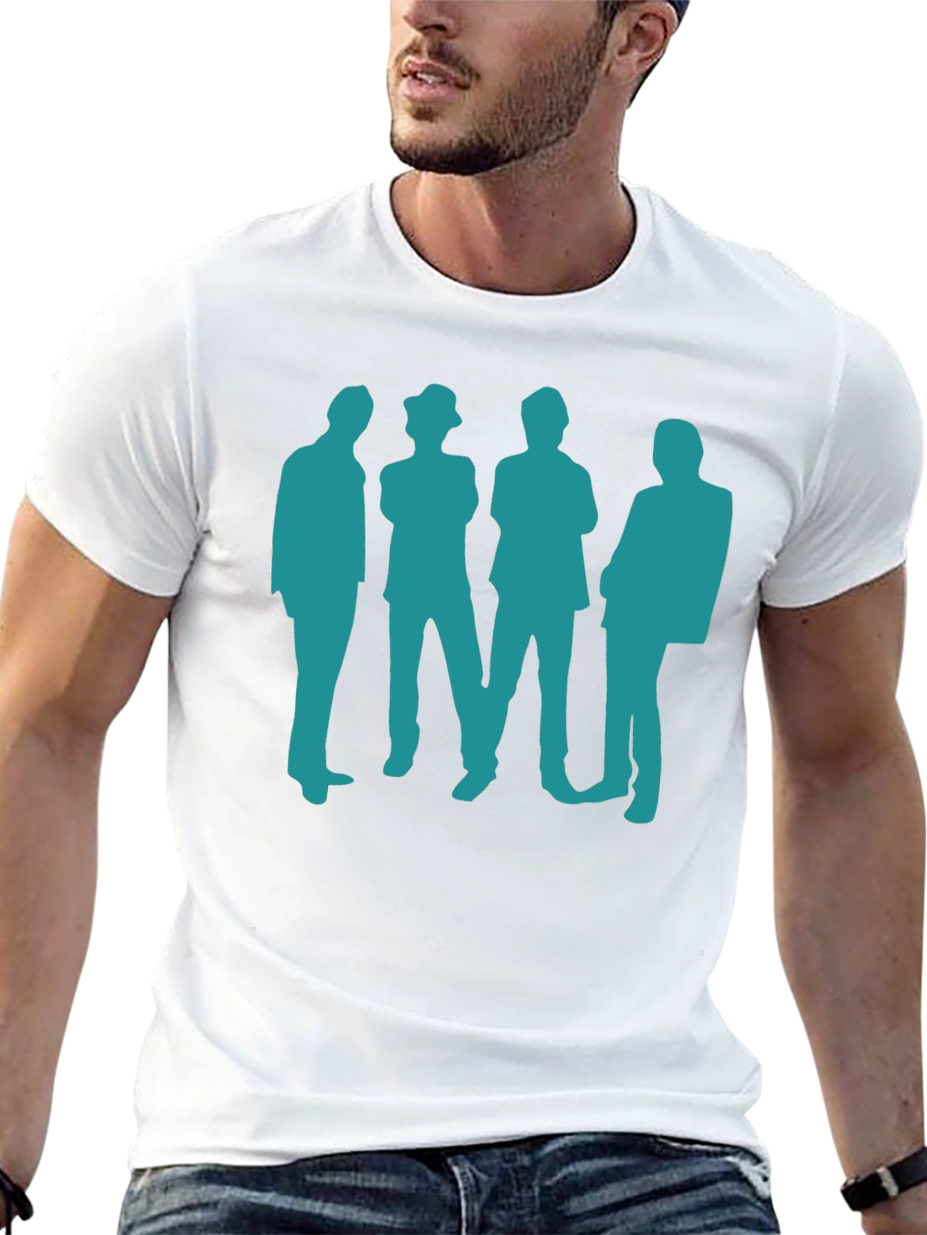 Retro Band Silhouette Black Cotton T-Shirt