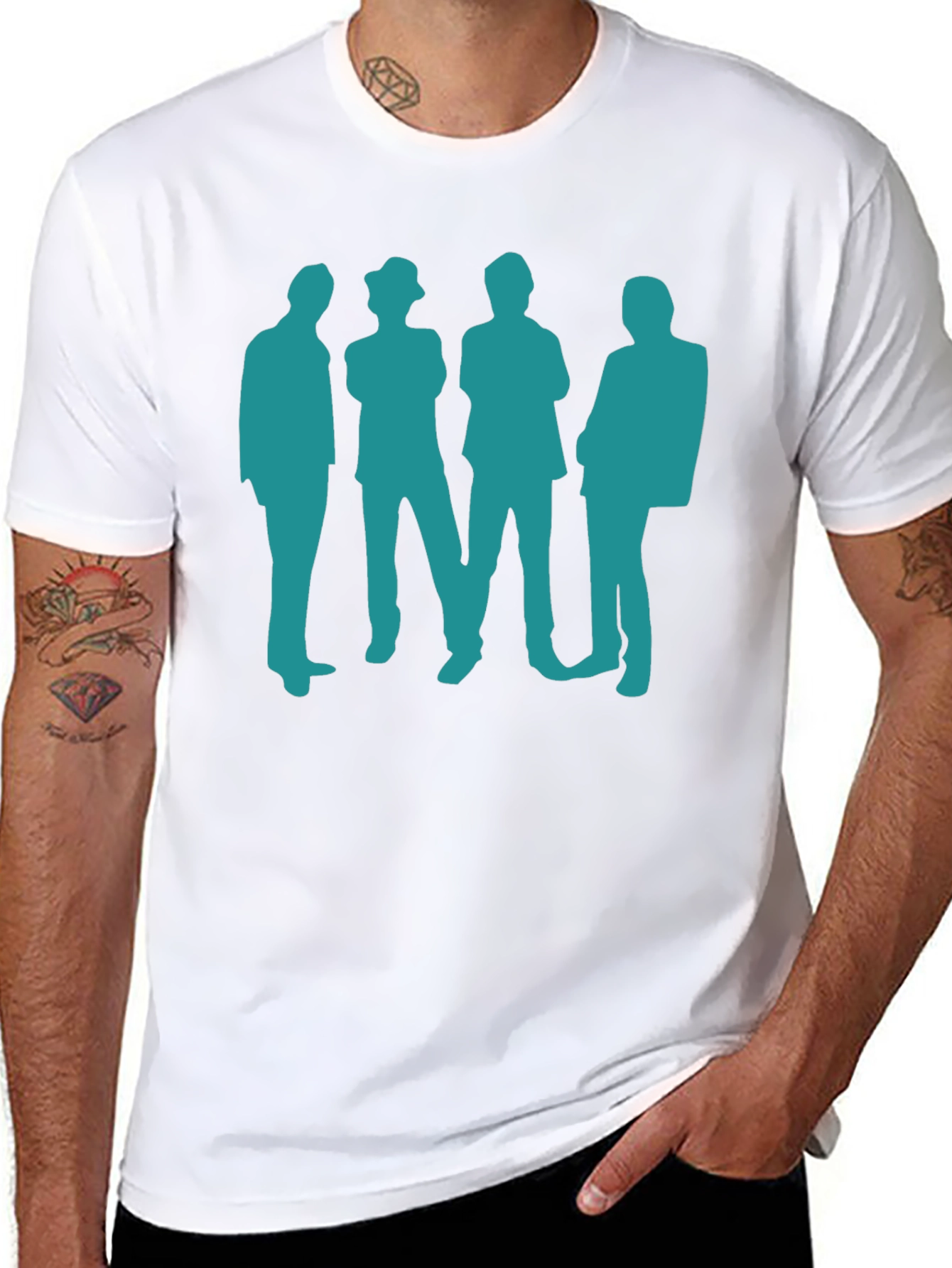 Retro Band Silhouette Black Cotton T-Shirt