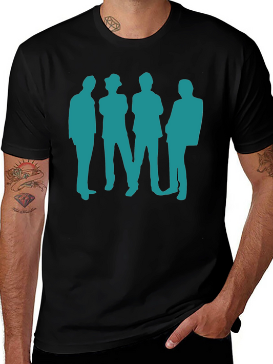 Retro Band Silhouette Black Cotton T-Shirt
