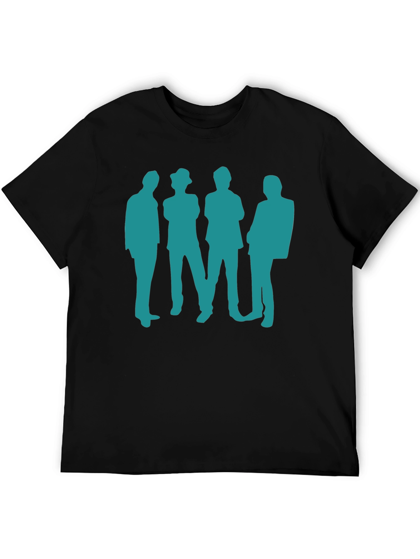 Retro Band Silhouette Black Cotton T-Shirt