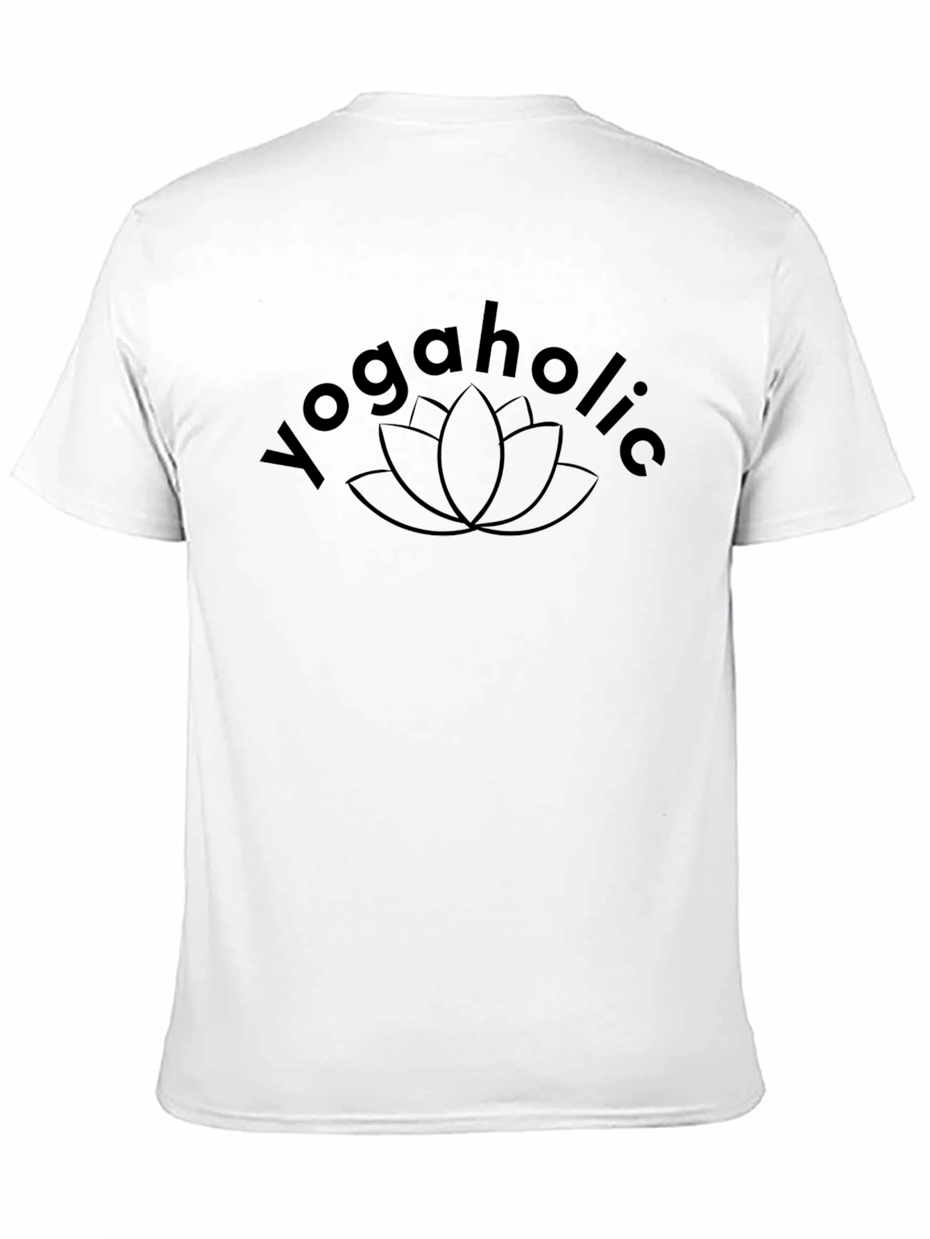 Yogaholic Black T-Shirt with Lotus Graphic