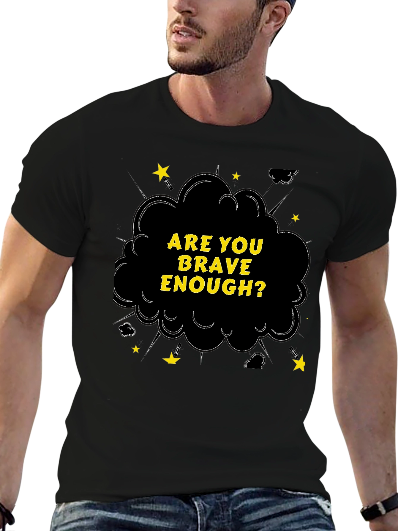 Brave Enough Graphic Tee - Black Cotton T-Shirt