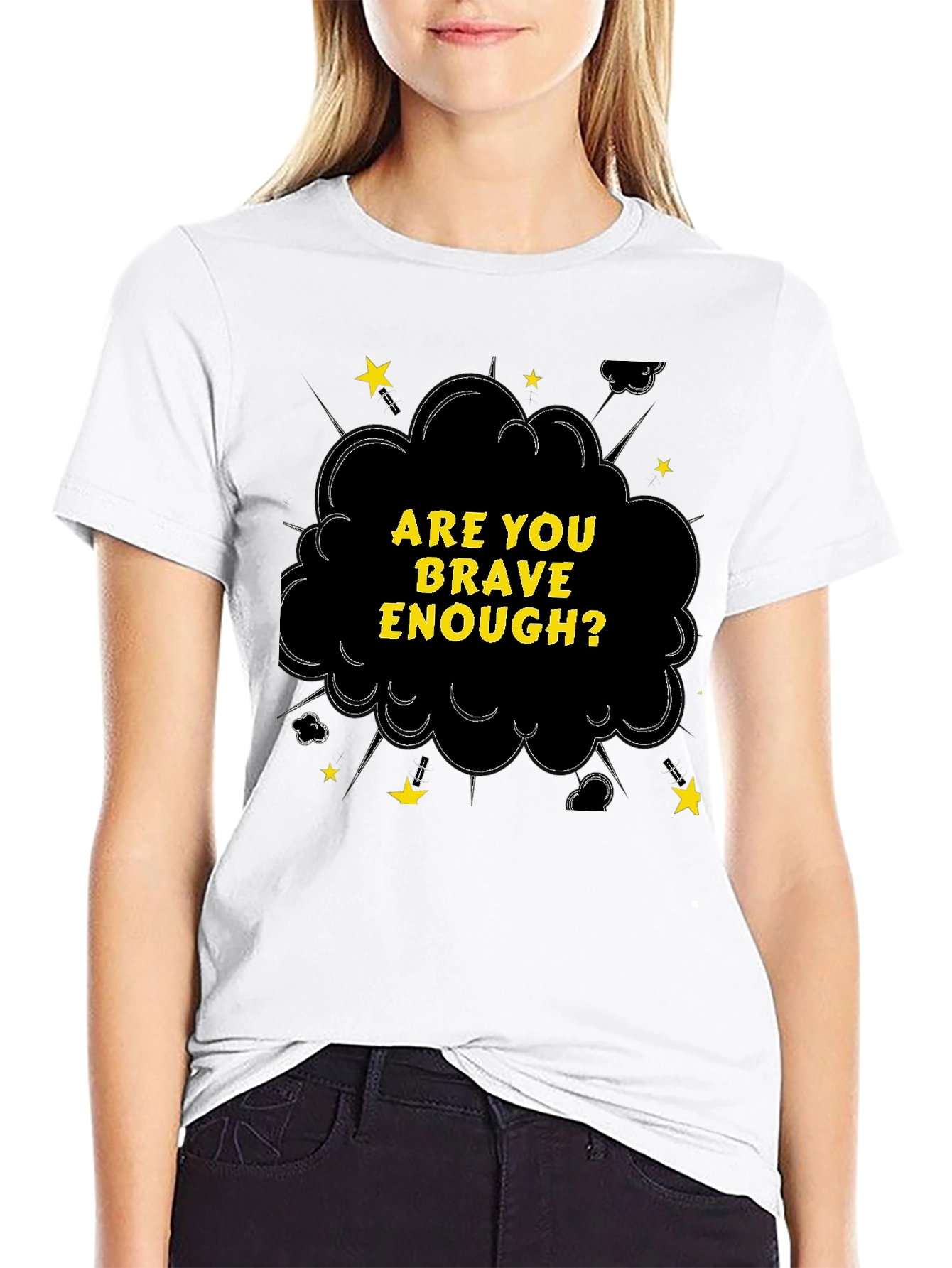 Brave Enough Graphic Tee - Black Cotton T-Shirt