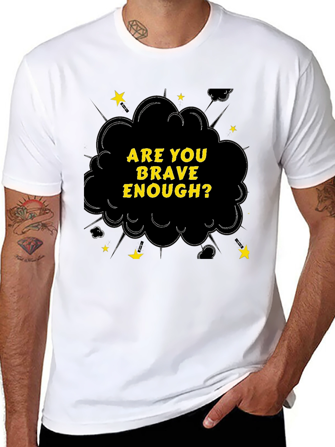 Brave Enough Graphic Tee - Black Cotton T-Shirt