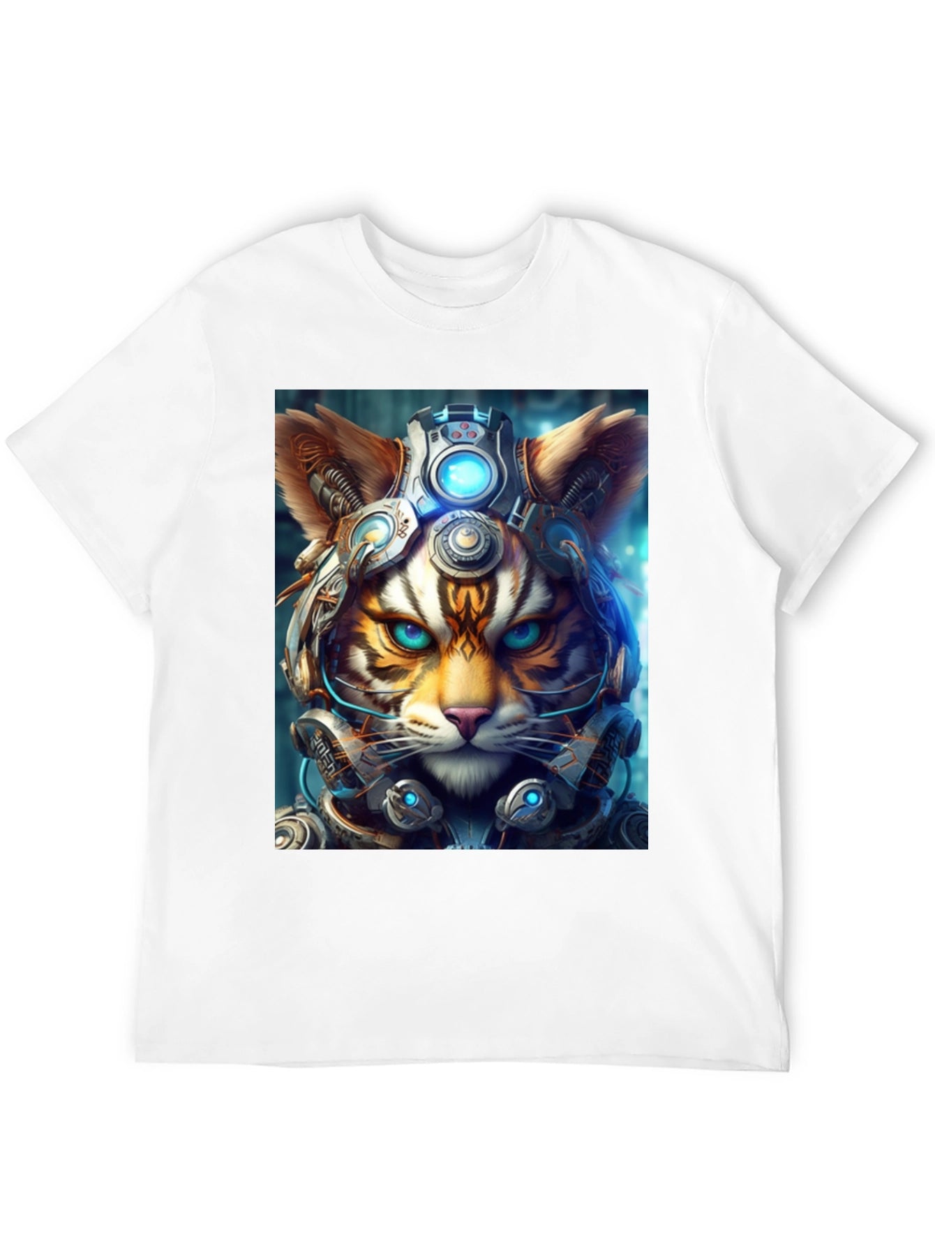 Cyberpunk Cat T-Shirt - Futuristic Feline Tee