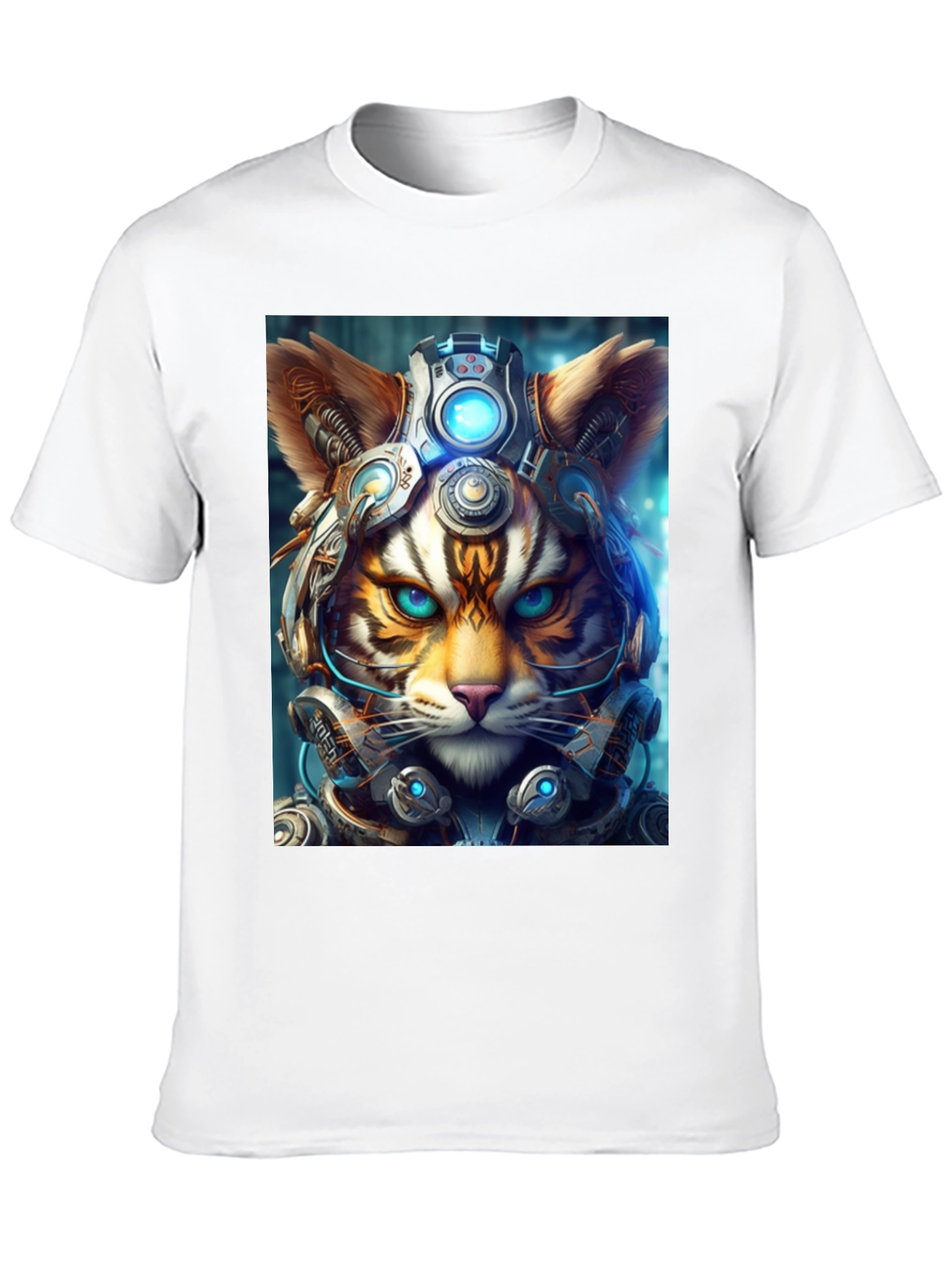 Cyberpunk Cat T-Shirt - Futuristic Feline Tee