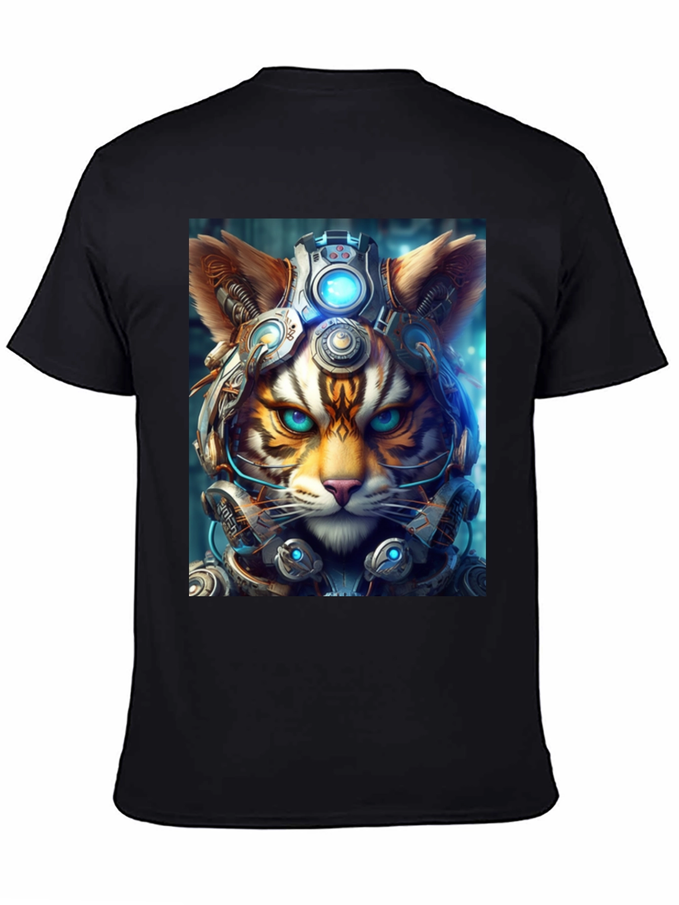 Cyberpunk Cat T-Shirt - Futuristic Feline Tee