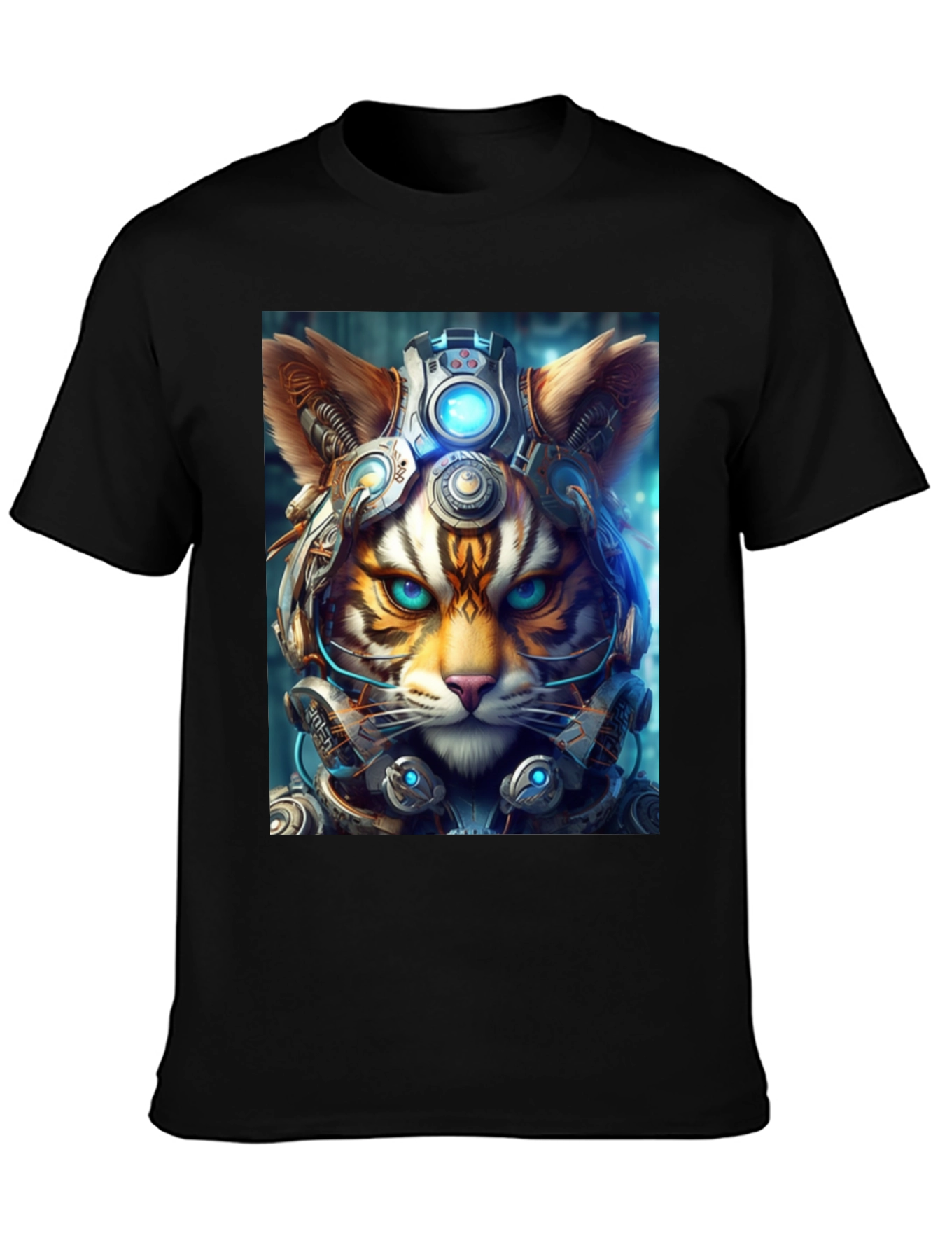Cyberpunk Cat T-Shirt - Futuristic Feline Tee