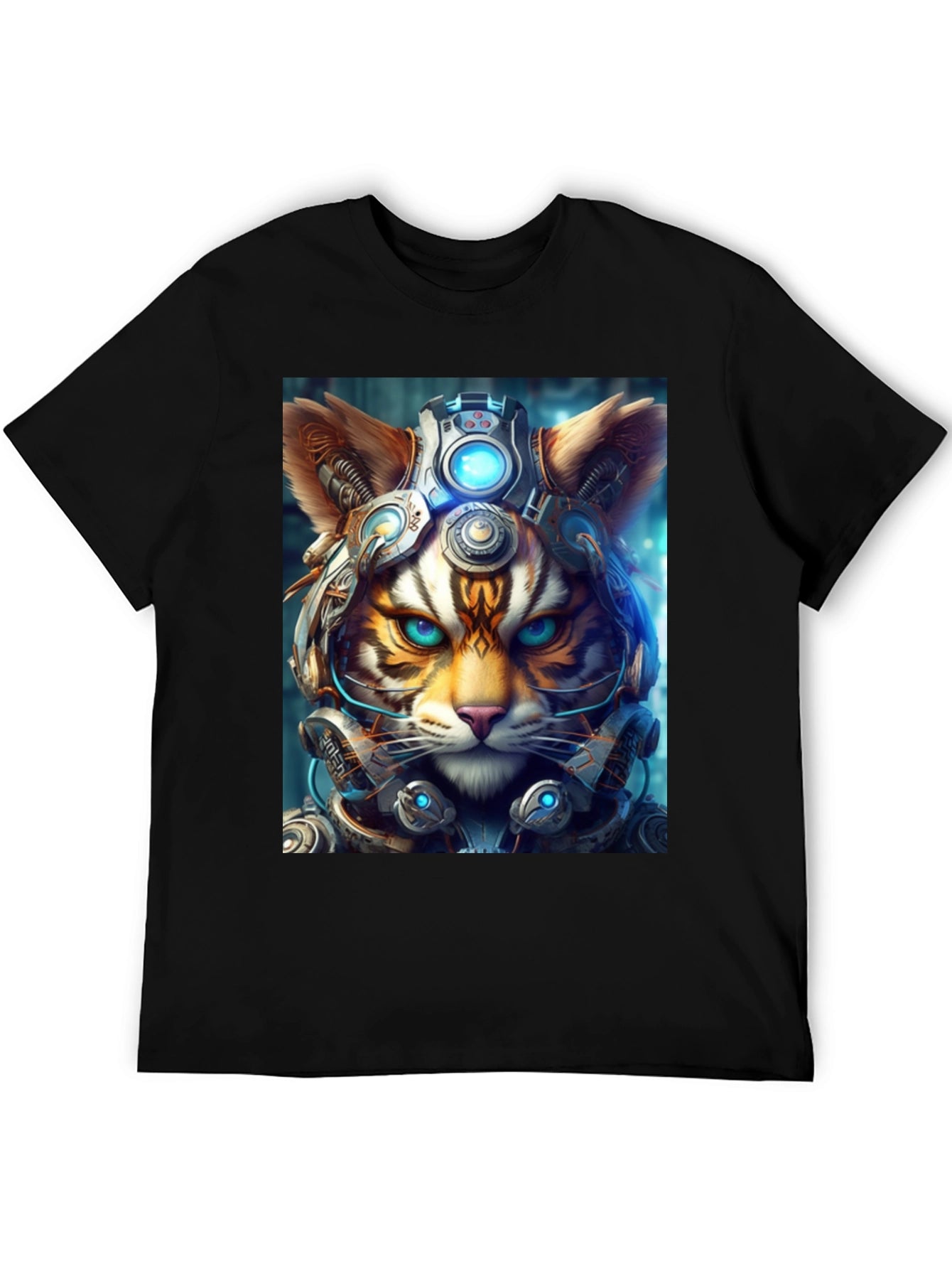 Cyberpunk Cat T-Shirt - Futuristic Feline Tee