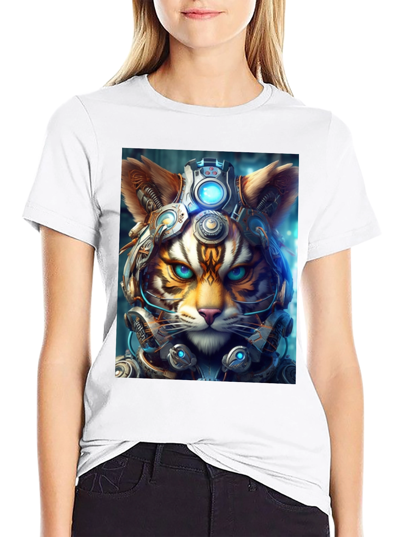 Cyberpunk Cat T-Shirt - Futuristic Feline Tee