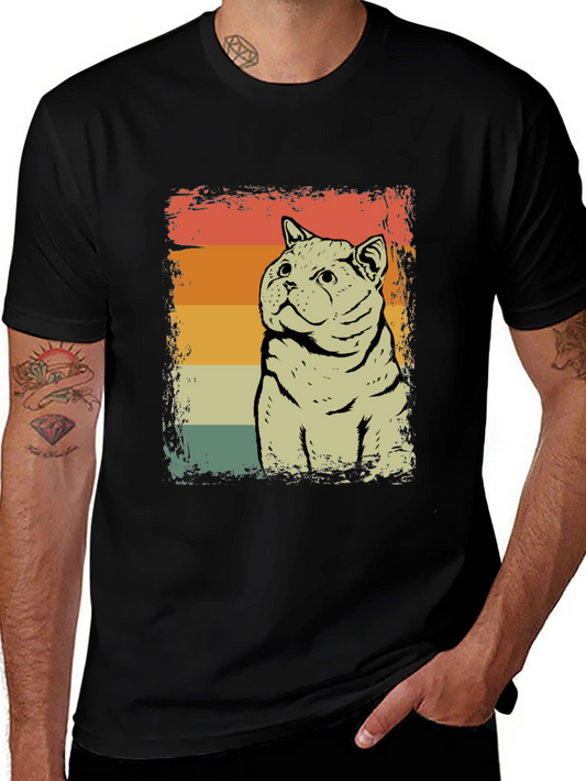 Retro Cat Graphic Tee - Vintage Style Comfort