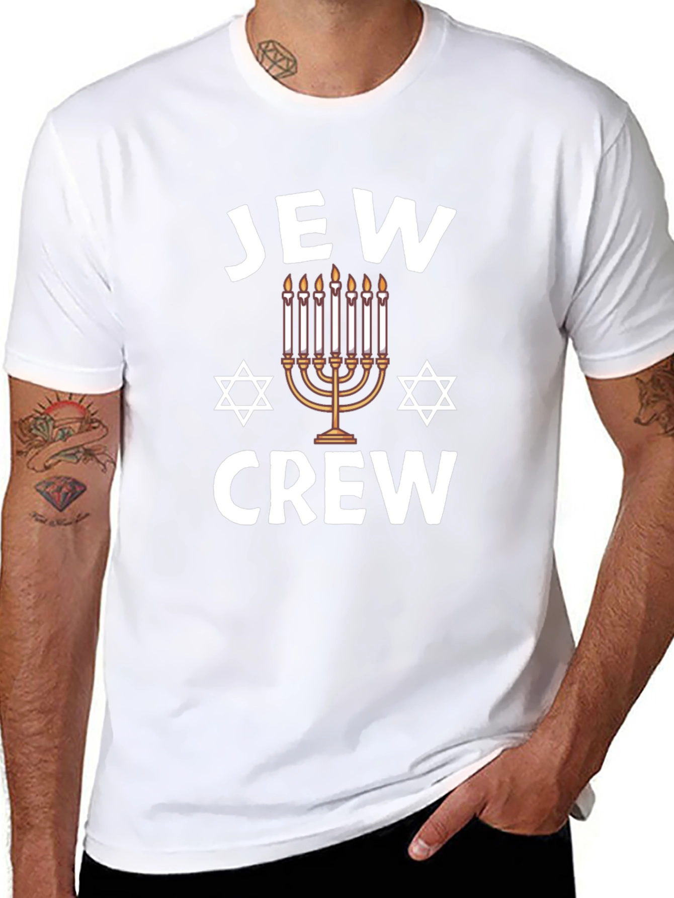 Jew Crew Mens Graphic T-Shirt Hanukkah Holiday