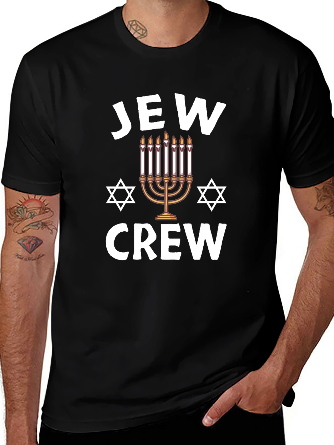 Jew Crew Mens Graphic T-Shirt Hanukkah Holiday