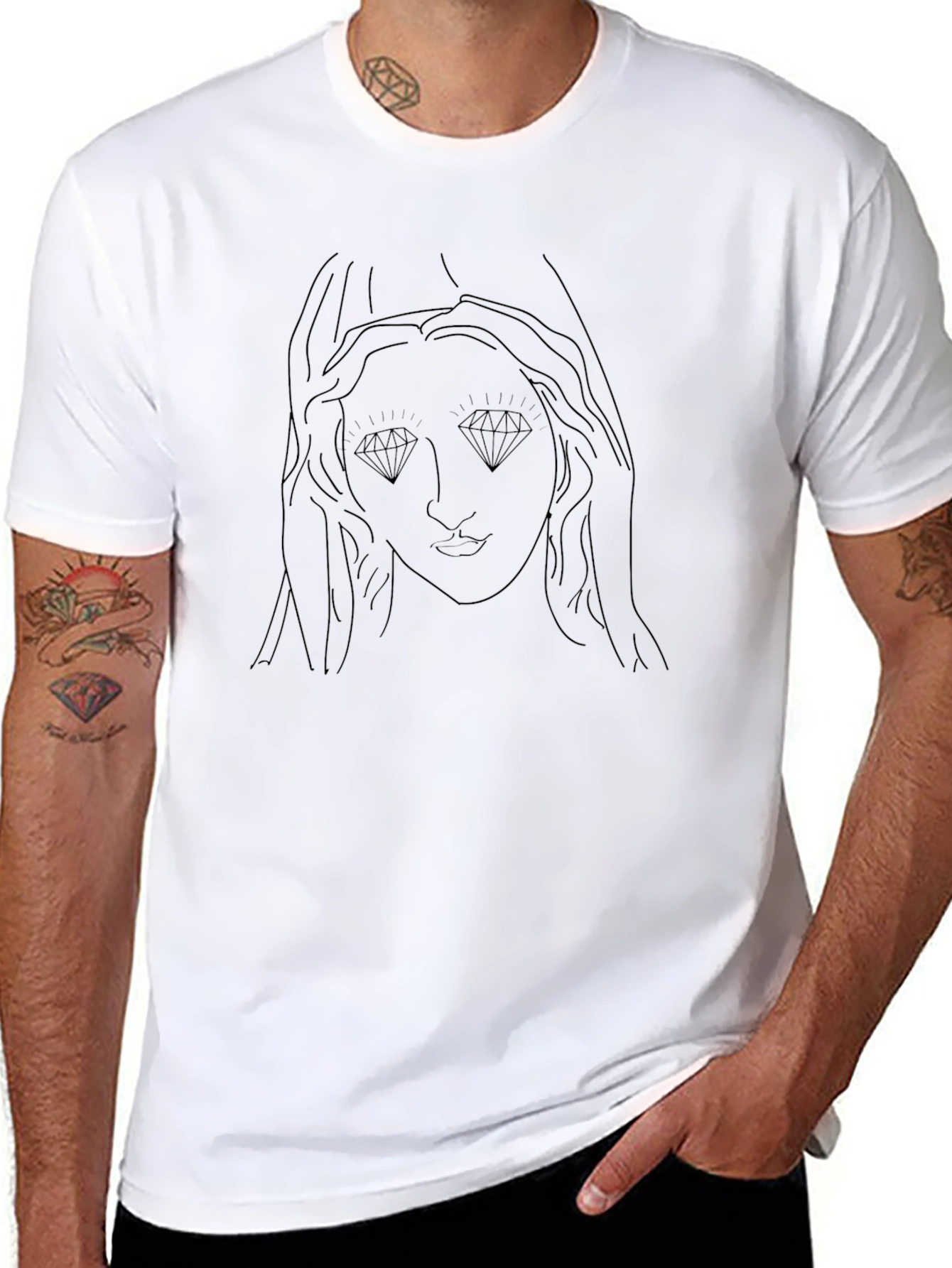 Diamond Eyes Graphic Tee - Modern Black T-Shirt