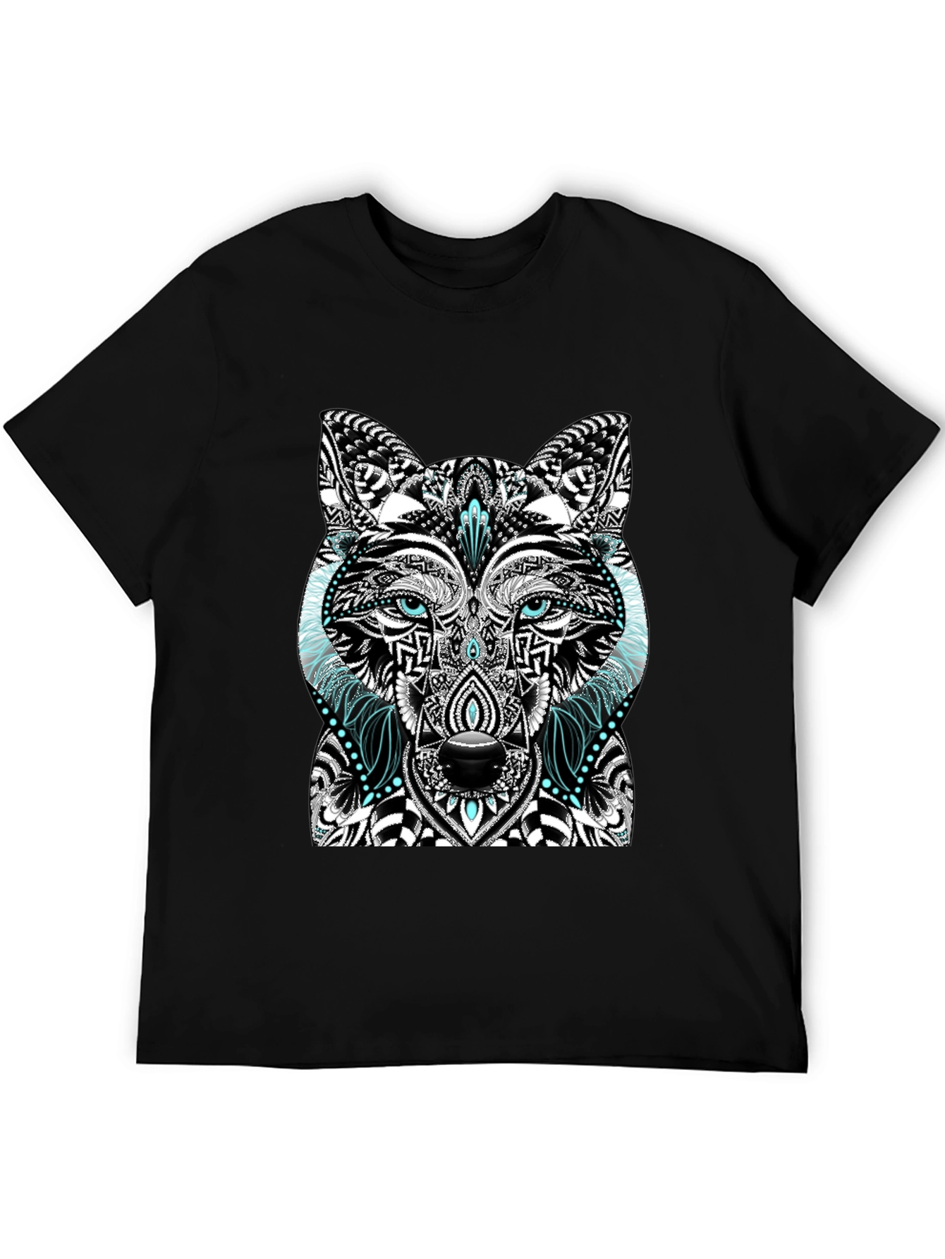 Wolf Graphic Print Black T-Shirt
