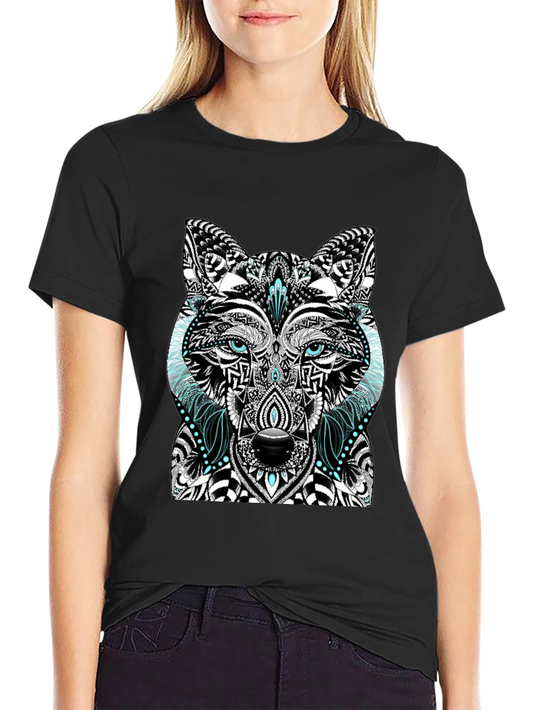 Wolf Graphic Print Black T-Shirt