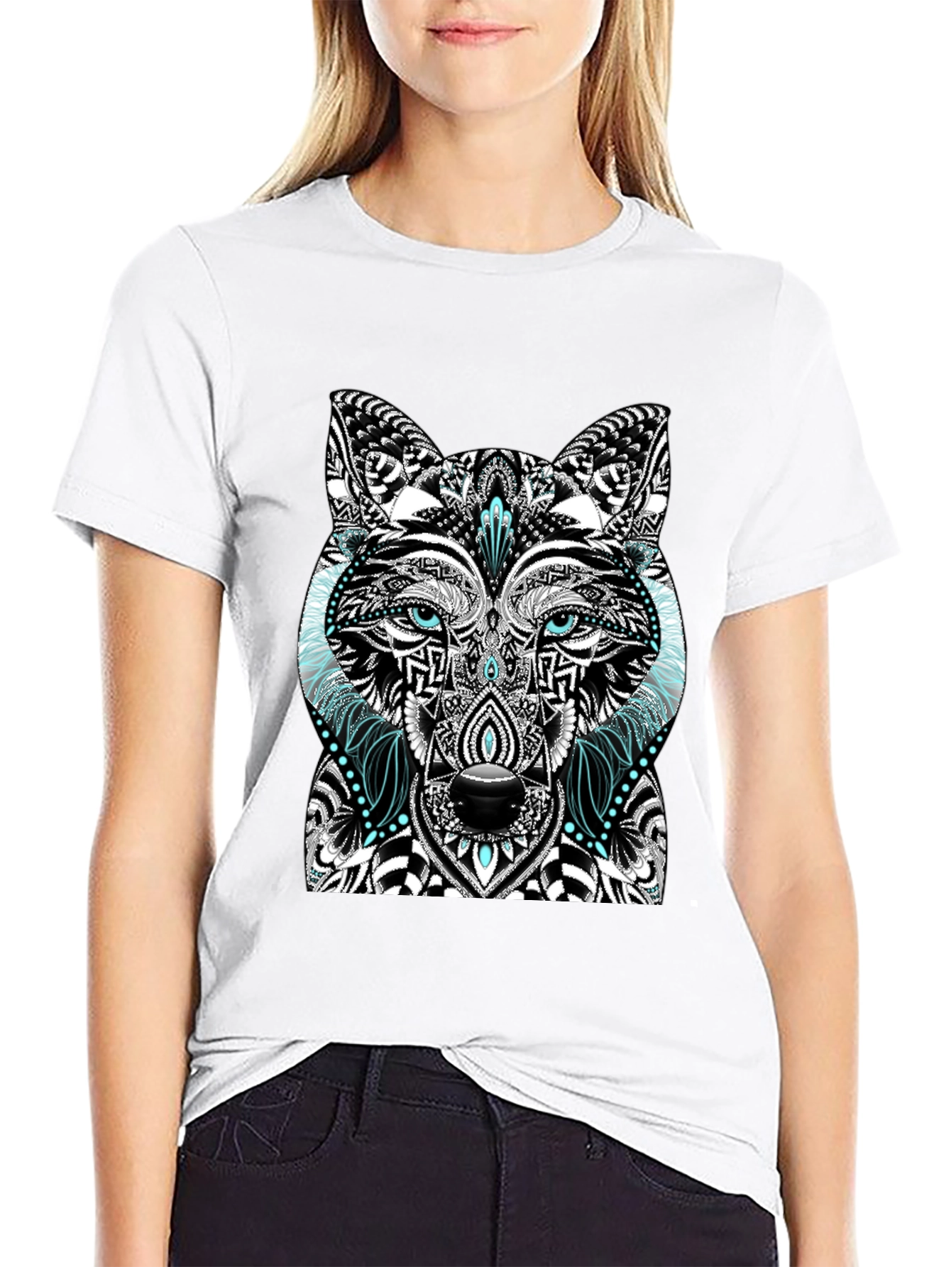Wolf Graphic Print Black T-Shirt