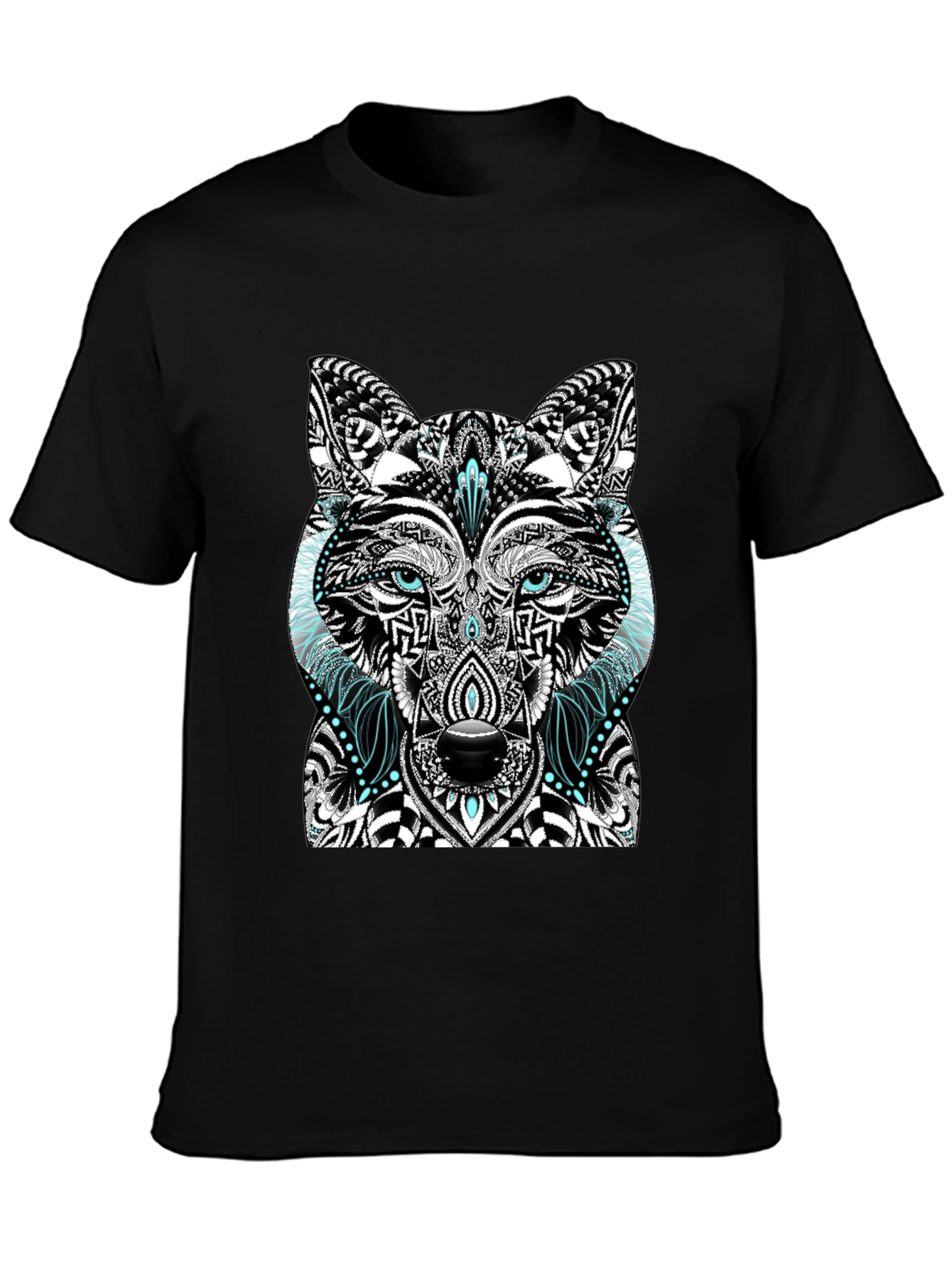 Wolf Graphic Print Black T-Shirt