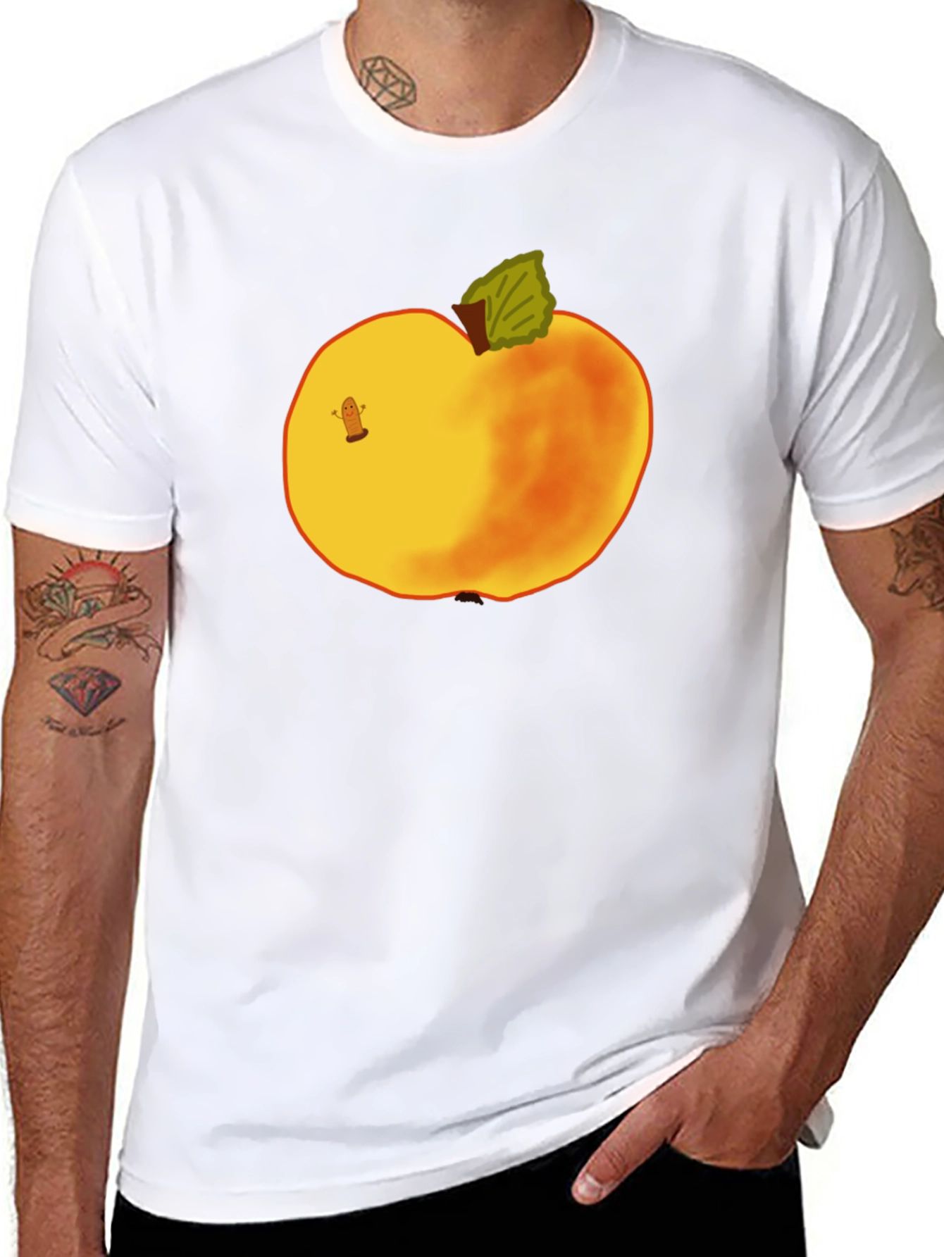 Whimsical Apple Graphic Tee - Unique Fruit Design