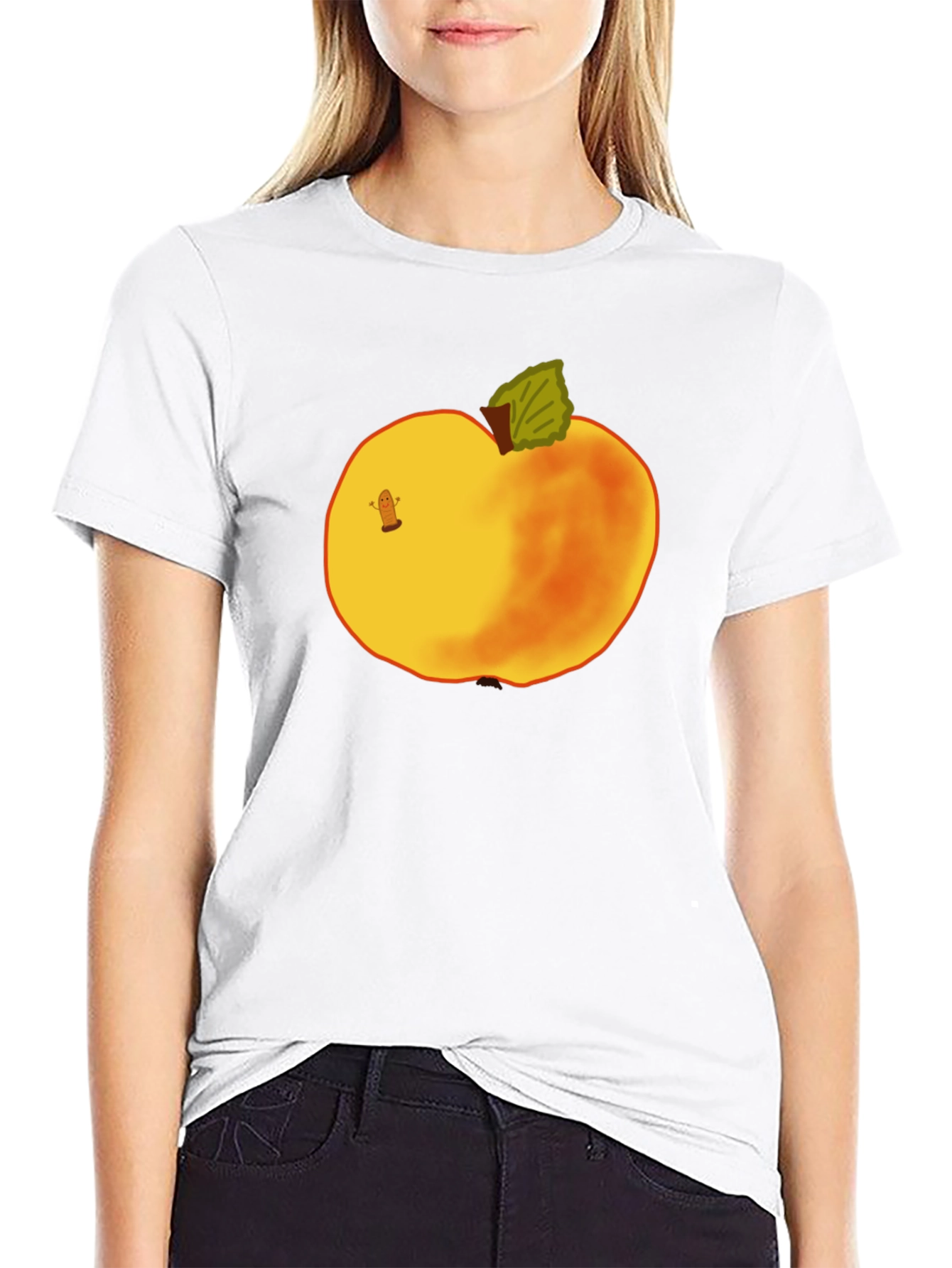 Whimsical Apple Graphic Tee - Unique Fruit Design