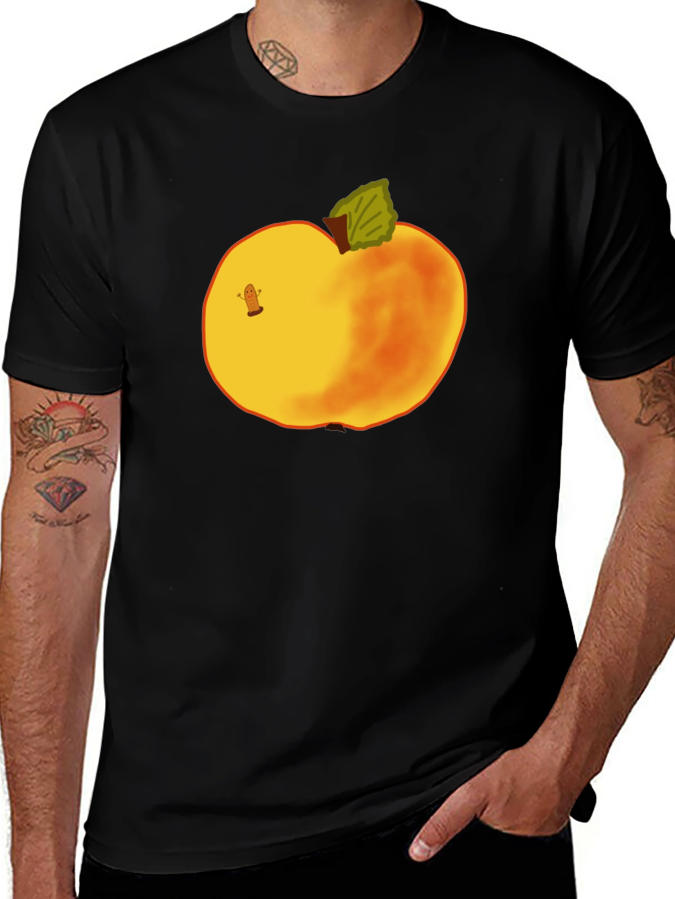 Whimsical Apple Graphic Tee - Unique Fruit Design