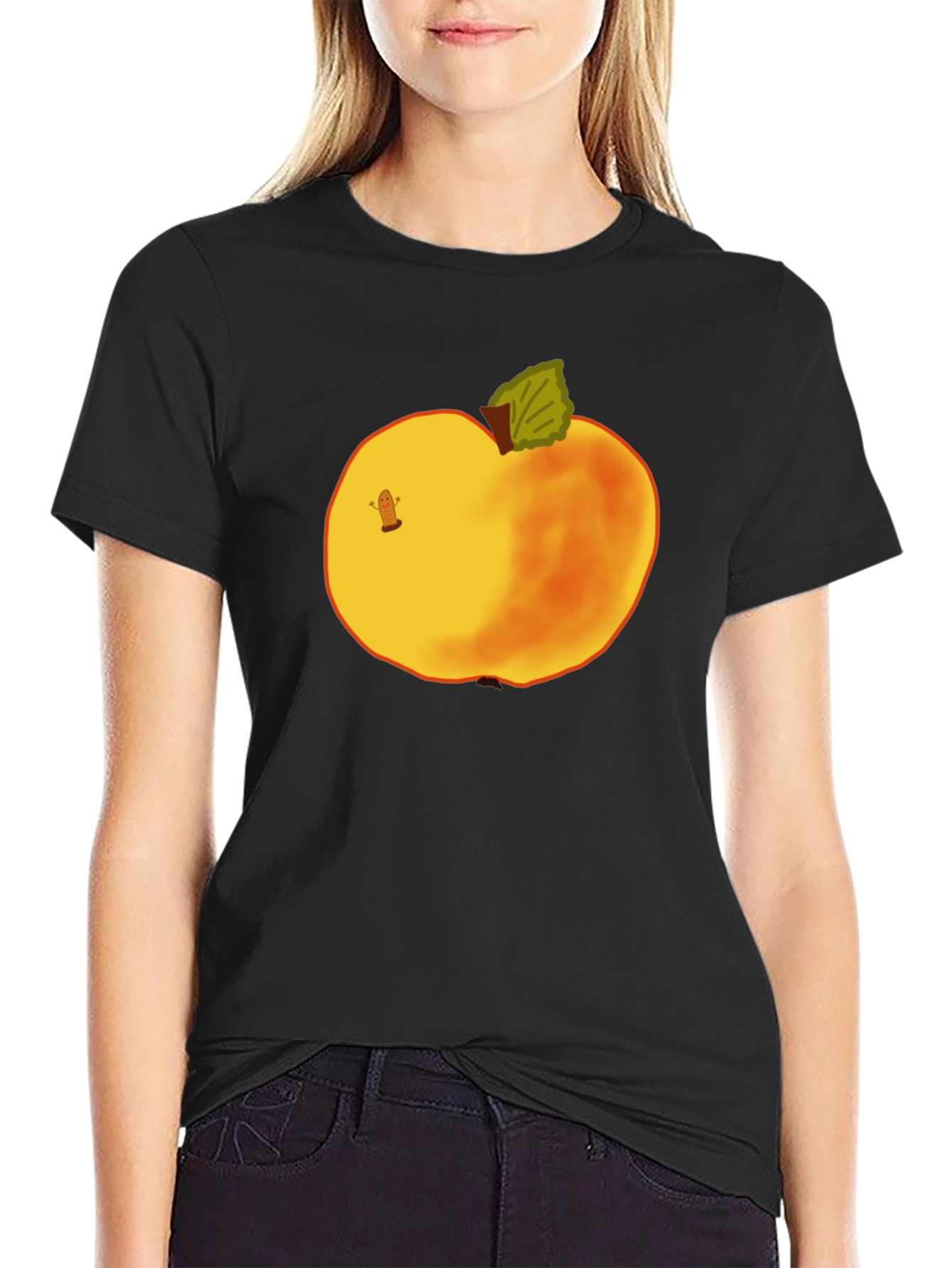 Whimsical Apple Graphic Tee - Unique Fruit Design