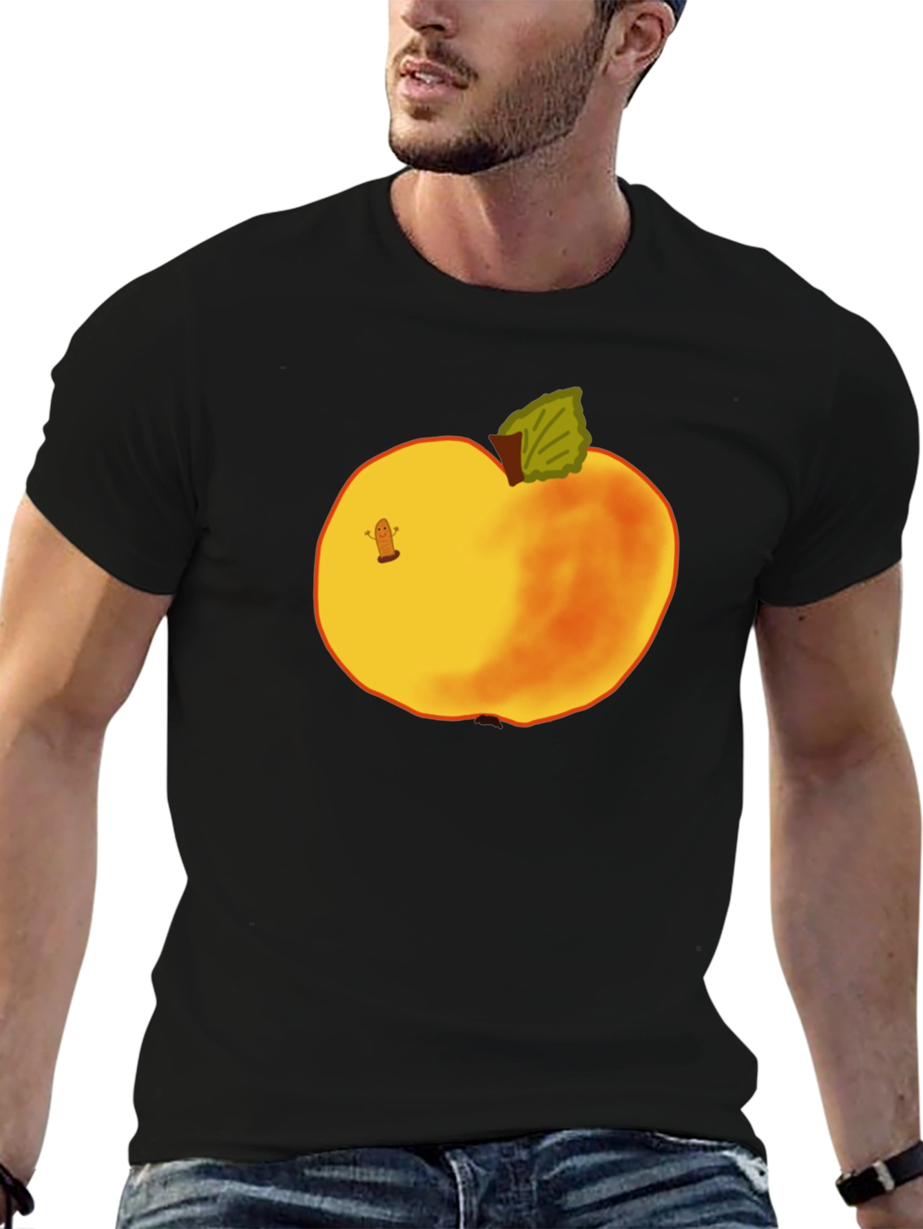 Whimsical Apple Graphic Tee - Unique Fruit Design