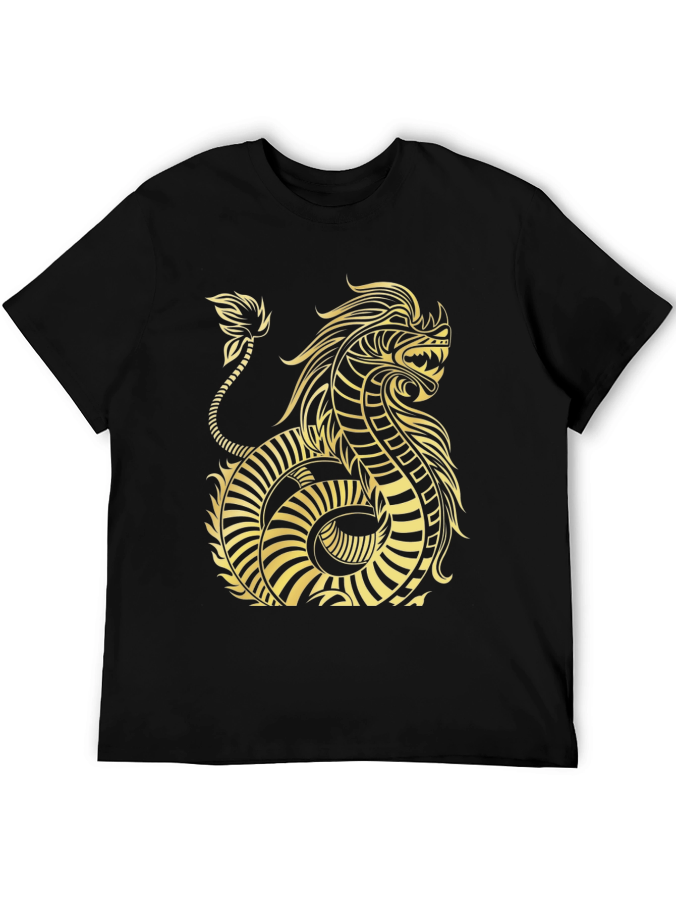 Dragon Graphic Tee - Black Cotton T-Shirt