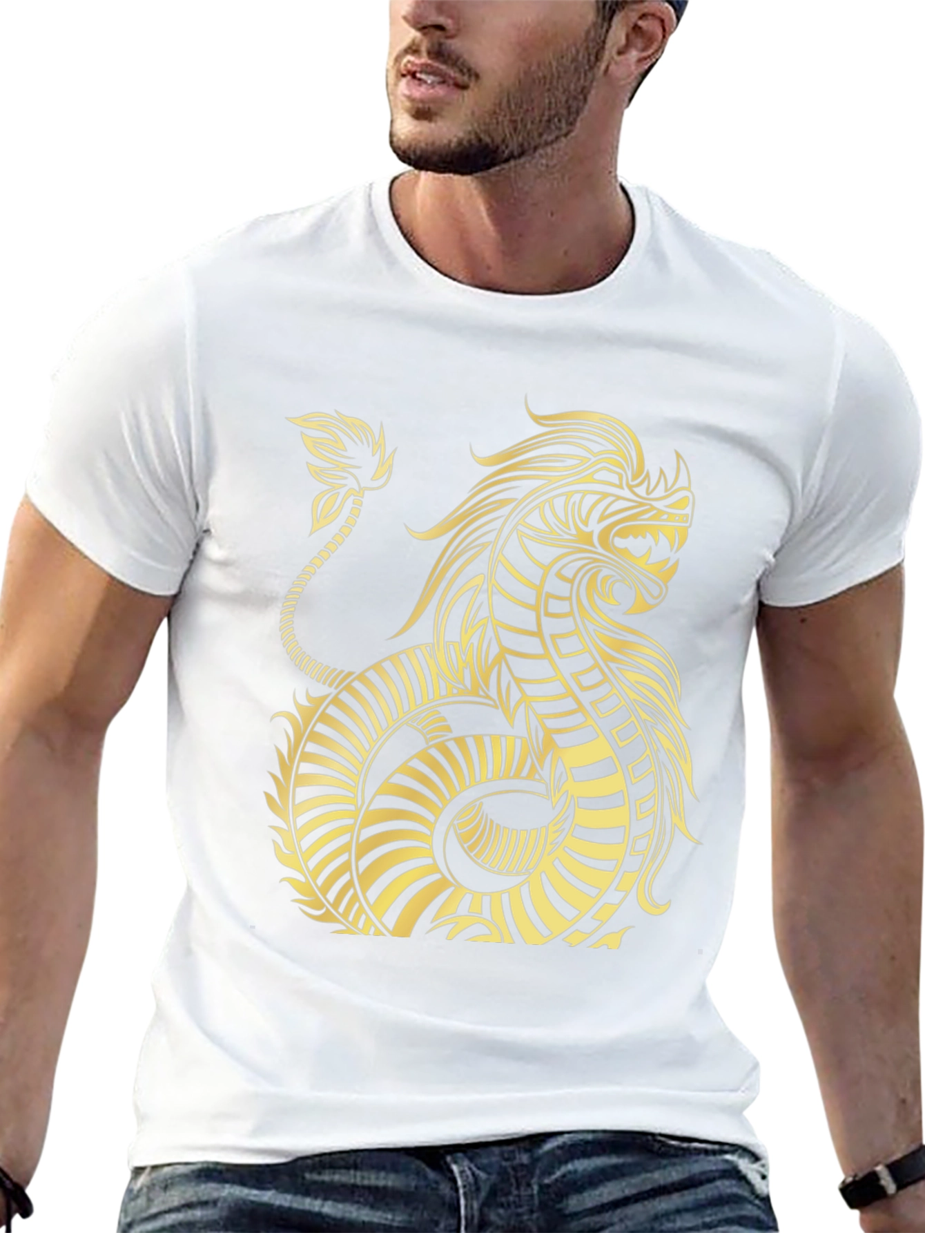 Dragon Graphic Tee - Black Cotton T-Shirt