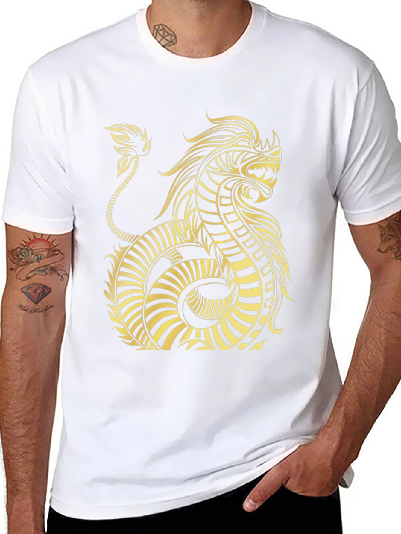 Dragon Graphic Tee - Black Cotton T-Shirt