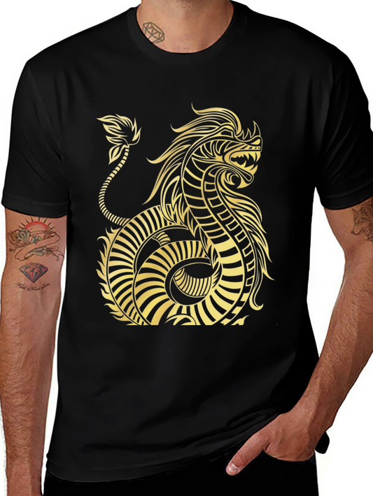 Dragon Graphic Tee - Black Cotton T-Shirt