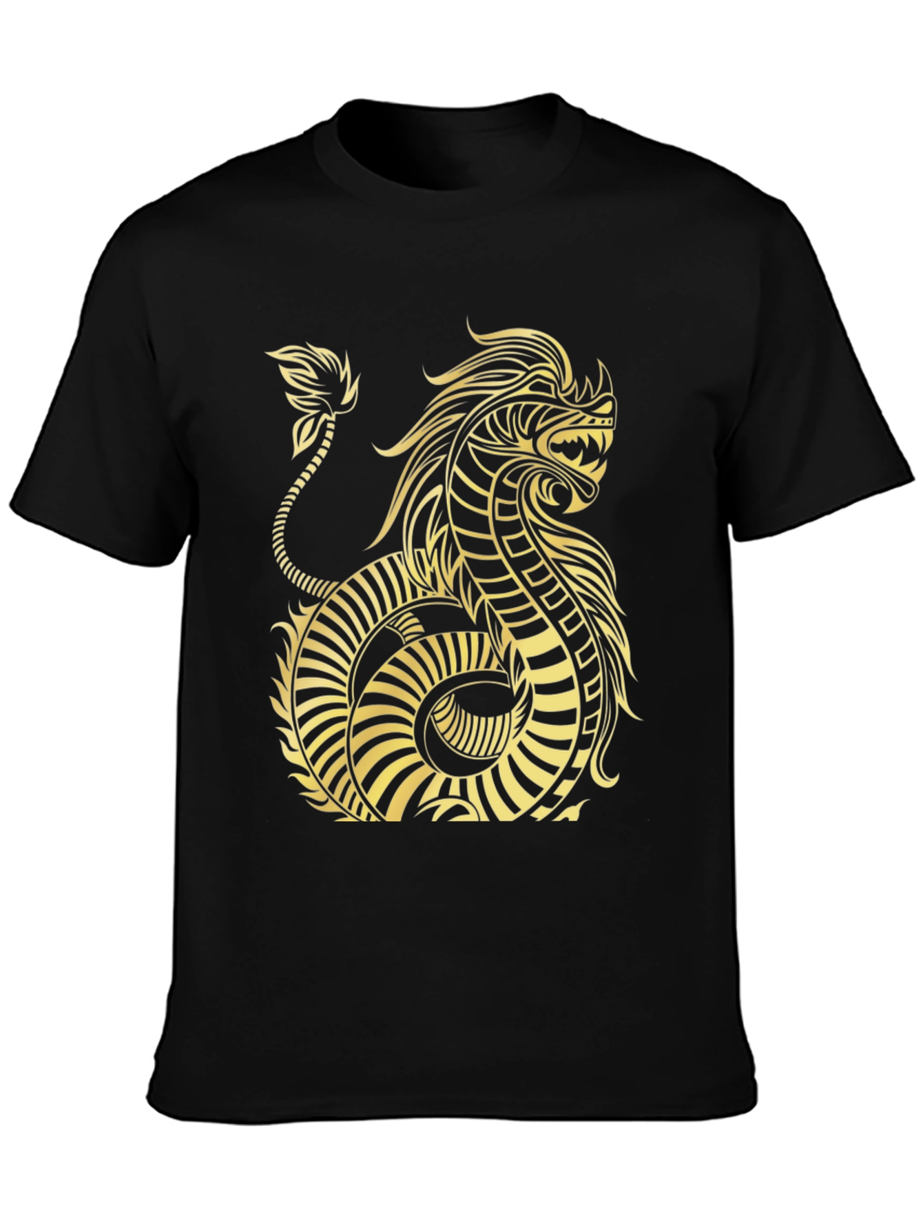 Dragon Graphic Tee - Black Cotton T-Shirt