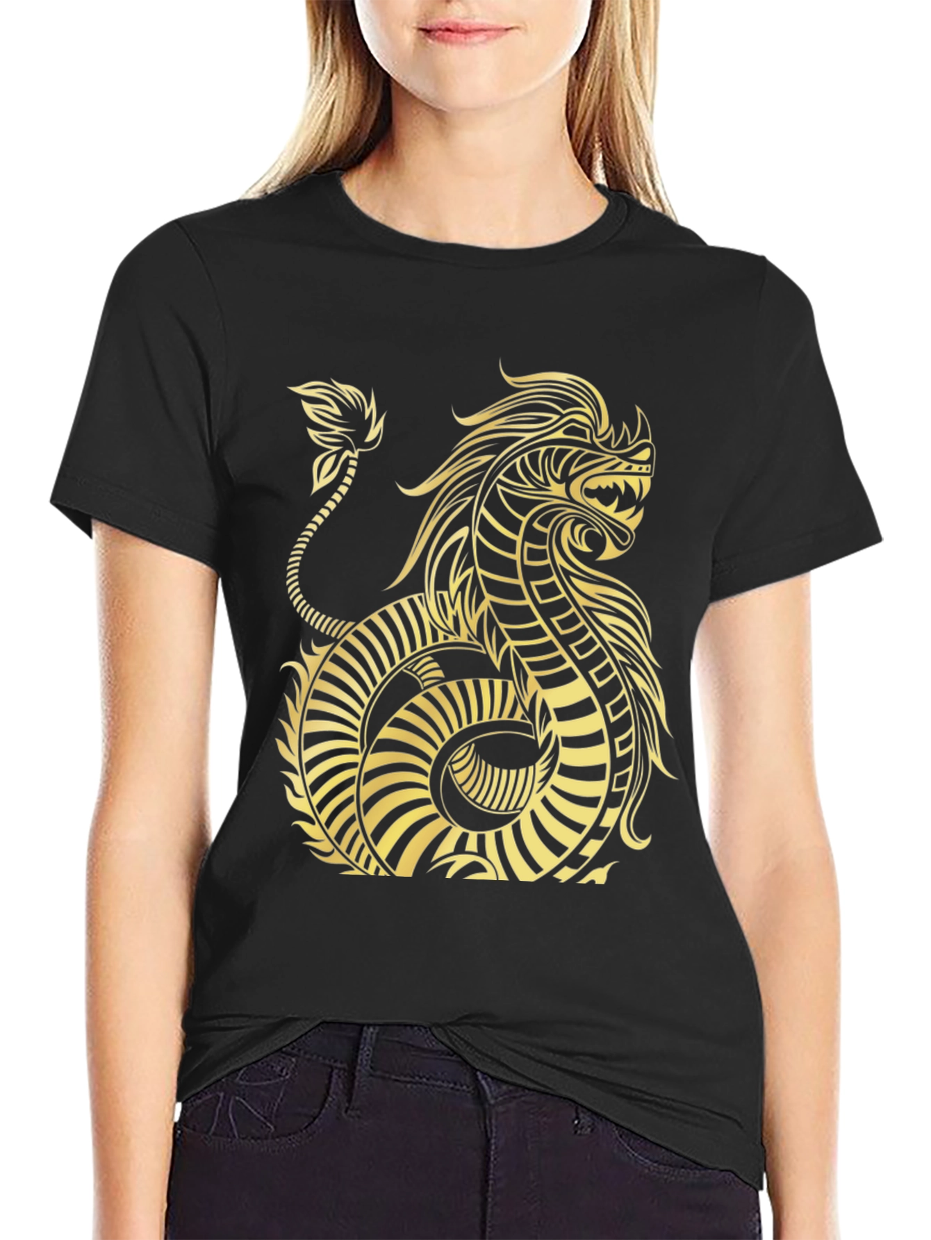 Dragon Graphic Tee - Black Cotton T-Shirt
