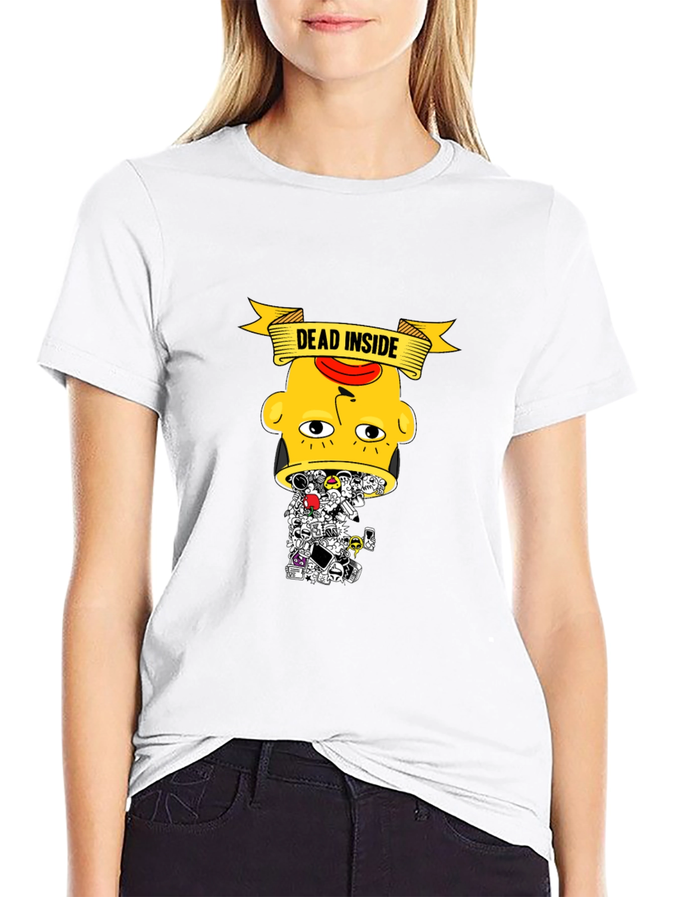 Dead Inside Graphic Tee - Trendy Black T-Shirt