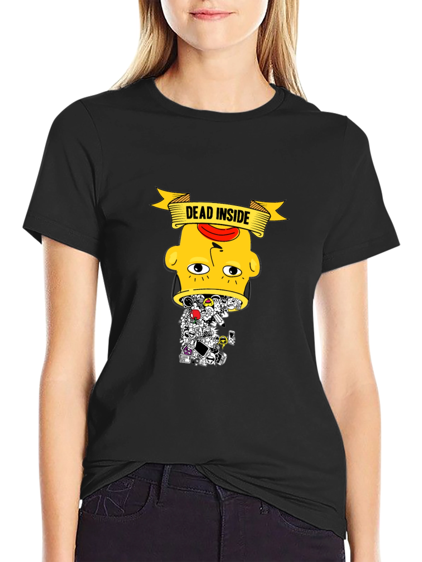 Dead Inside Graphic Tee - Trendy Black T-Shirt