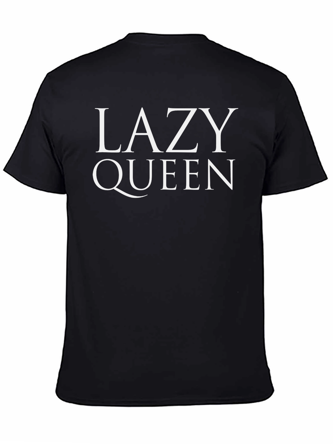 Lazy Queen Graphic Tee - Black Cotton Blend T-Shirt