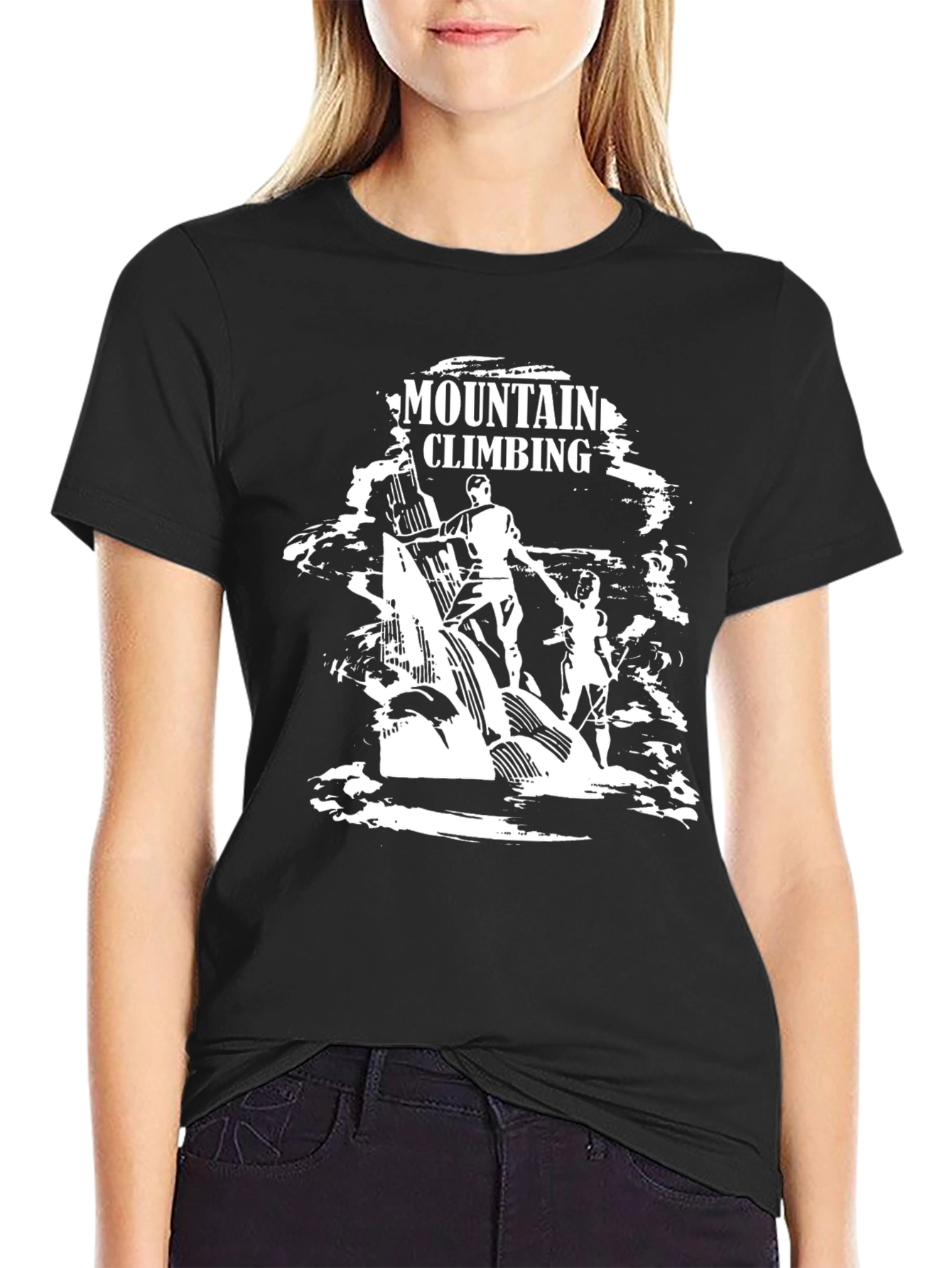 Mountain Climbing Graphic Tee - Black Cotton T-Shirt