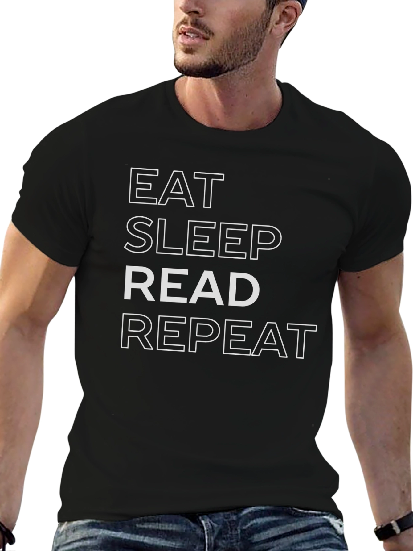Eat Sleep Read Repeat Black Graphic Tee