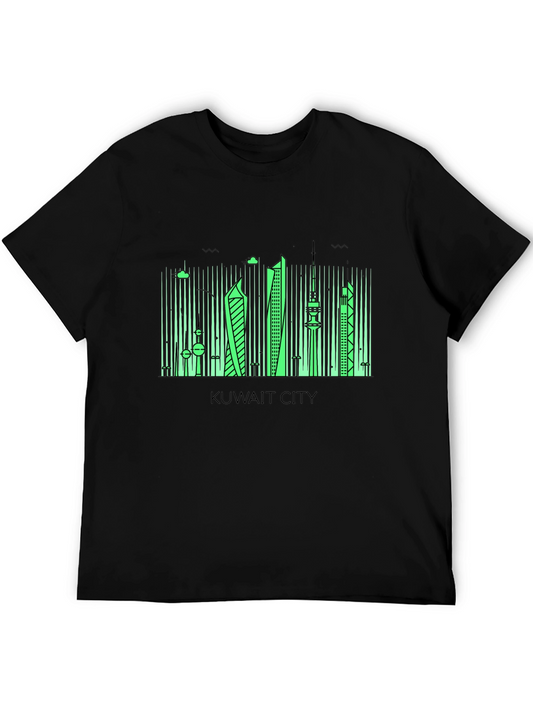 Kuwait City Skyline Graphic Tee - Modern Black T-Shirt