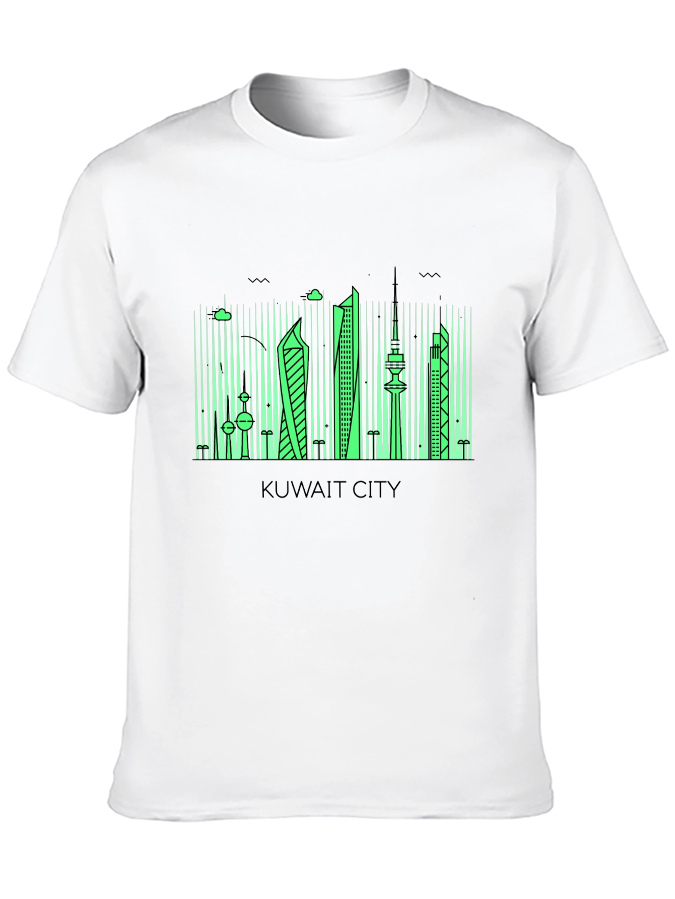 Kuwait City Skyline Graphic Tee - Modern Black T-Shirt